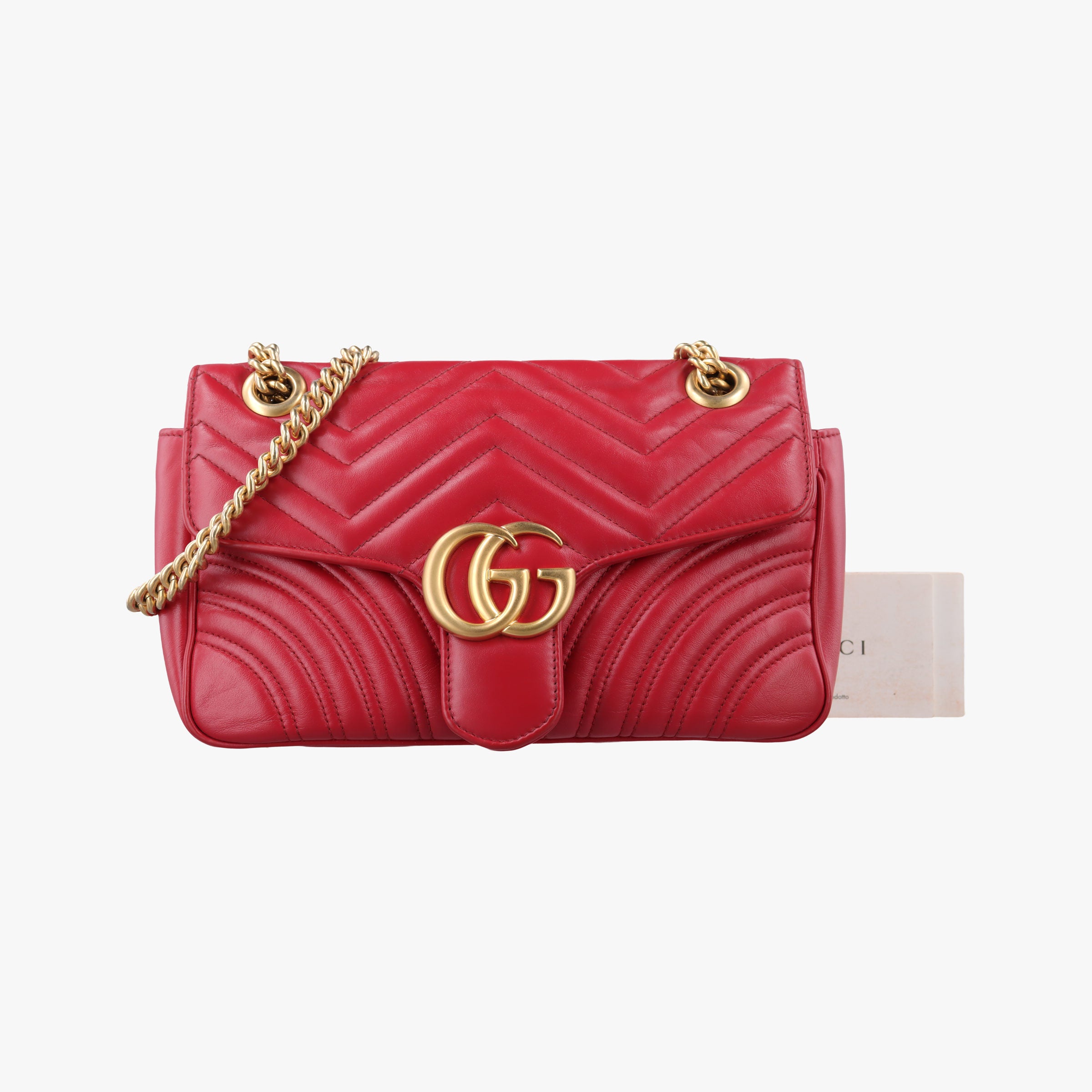 Pre-owned Gucci GG Marmont Red Leather 443497 shoulderbag | stylenewstar
