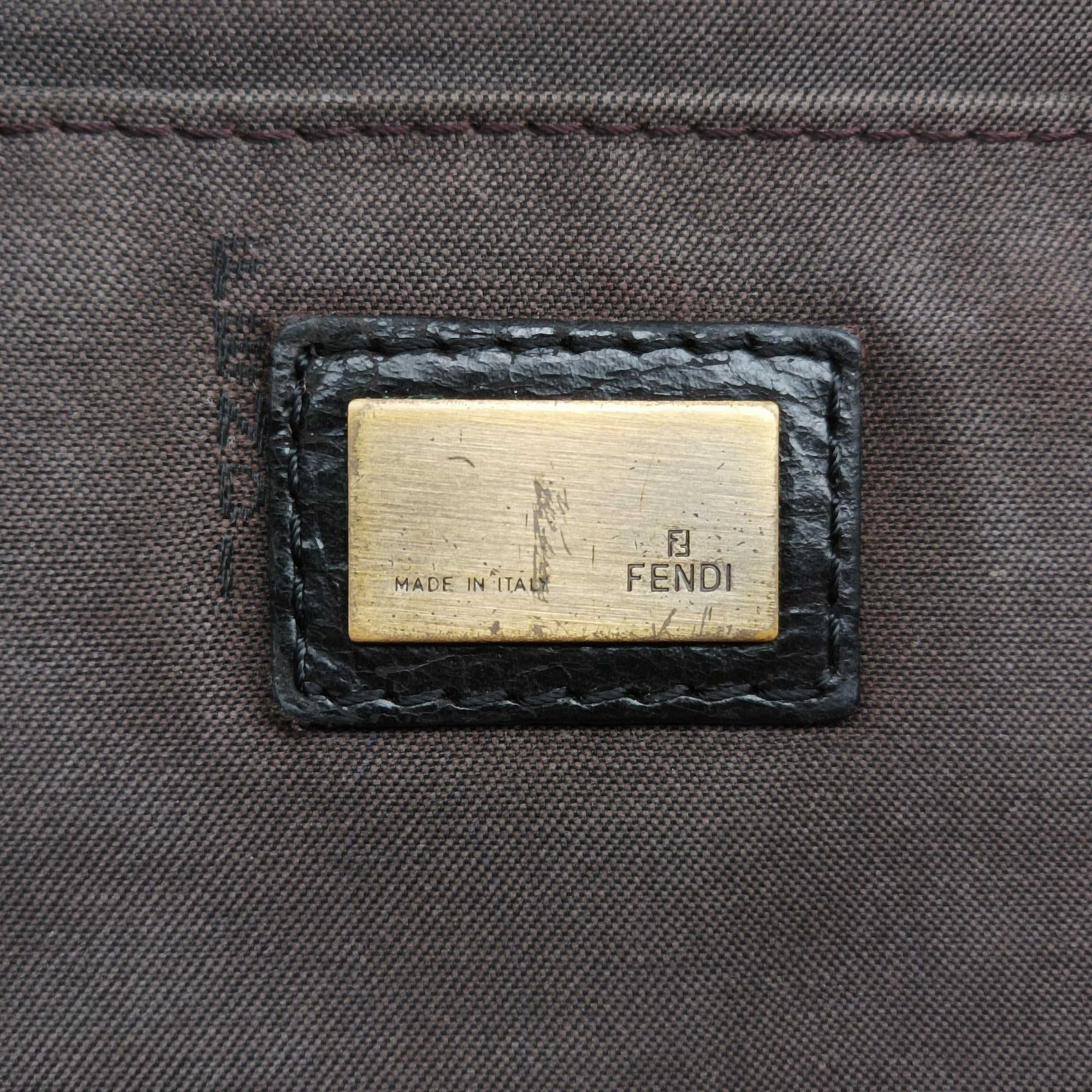 Pre-owned Fendi B bag zucca Brown×Black Canvas×Leather 8BR551 shoulderbag | stylenewstar