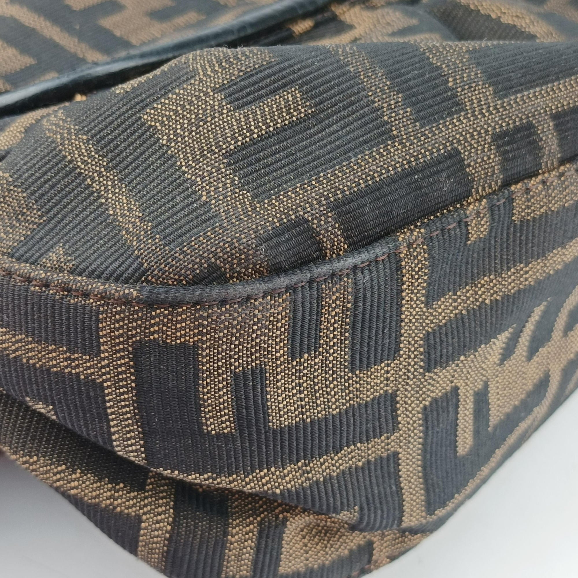 Pre-owned Fendi B bag zucca Brown×Black Canvas×Leather 8BR551 shoulderbag | stylenewstar