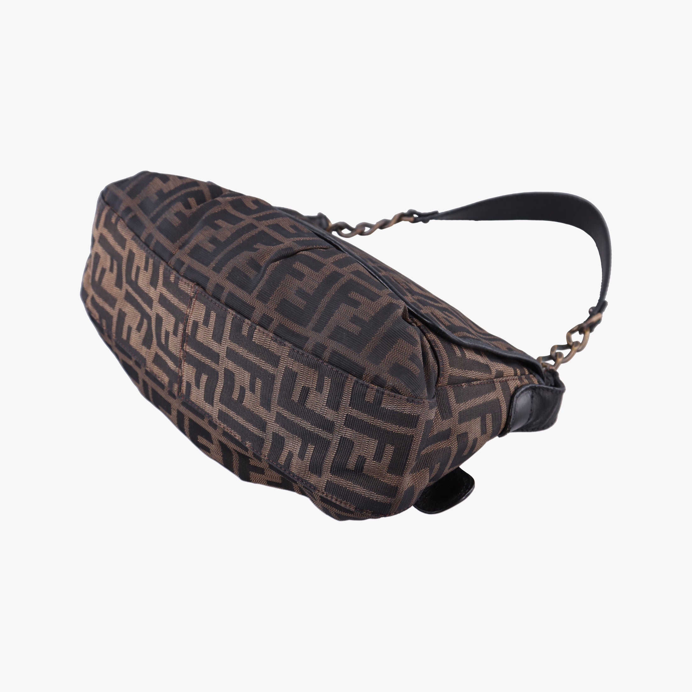 Pre-owned Fendi B bag zucca Brown×Black Canvas×Leather 8BR551 shoulderbag | stylenewstar