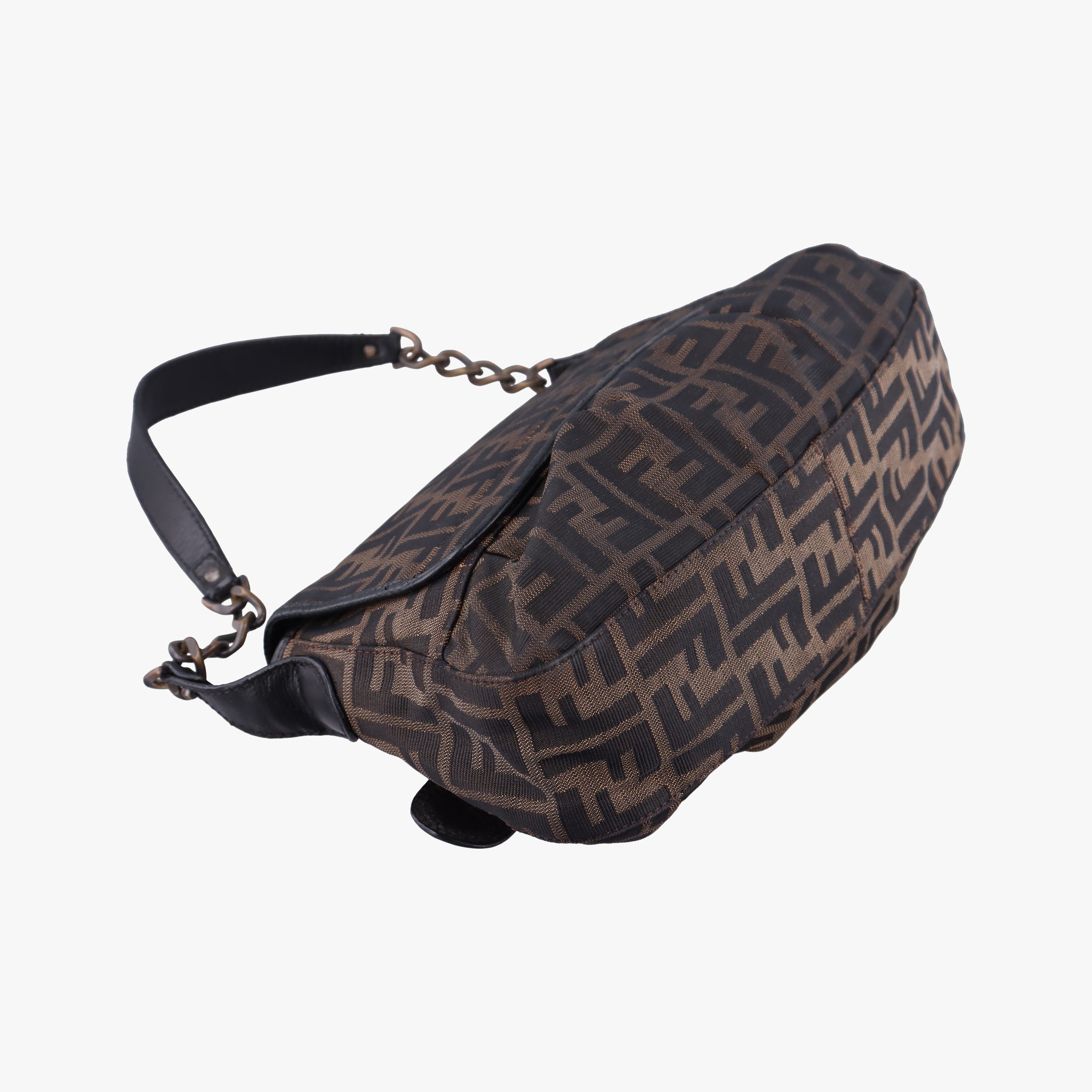 Pre-owned Fendi B bag zucca Brown×Black Canvas×Leather 8BR551 shoulderbag | stylenewstar