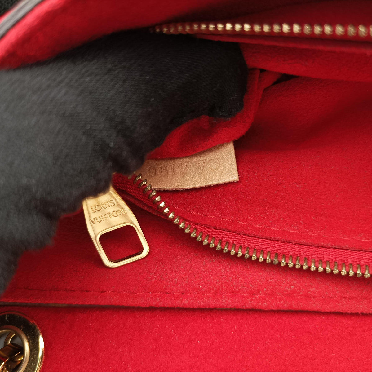 Pre-owned Louis Vuitton PALLAS Chain Brown×CERISE Monogram Canvas×calf leather M41201 shoulderbag | stylenewstar