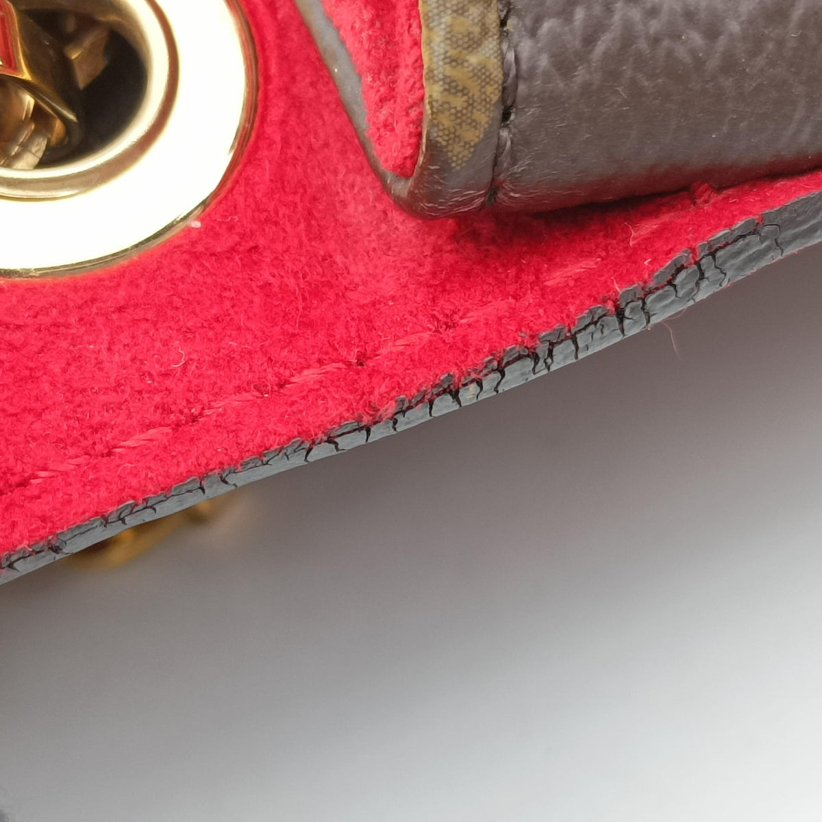 Pre-owned Louis Vuitton PALLAS Chain Brown×CERISE Monogram Canvas×calf leather M41201 shoulderbag | stylenewstar