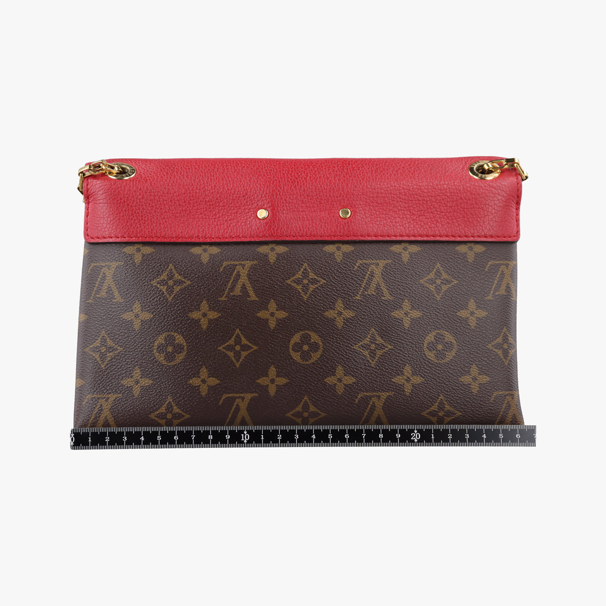 Pre-owned Louis Vuitton PALLAS Chain Brown×CERISE Monogram Canvas×calf leather M41201 shoulderbag | stylenewstar