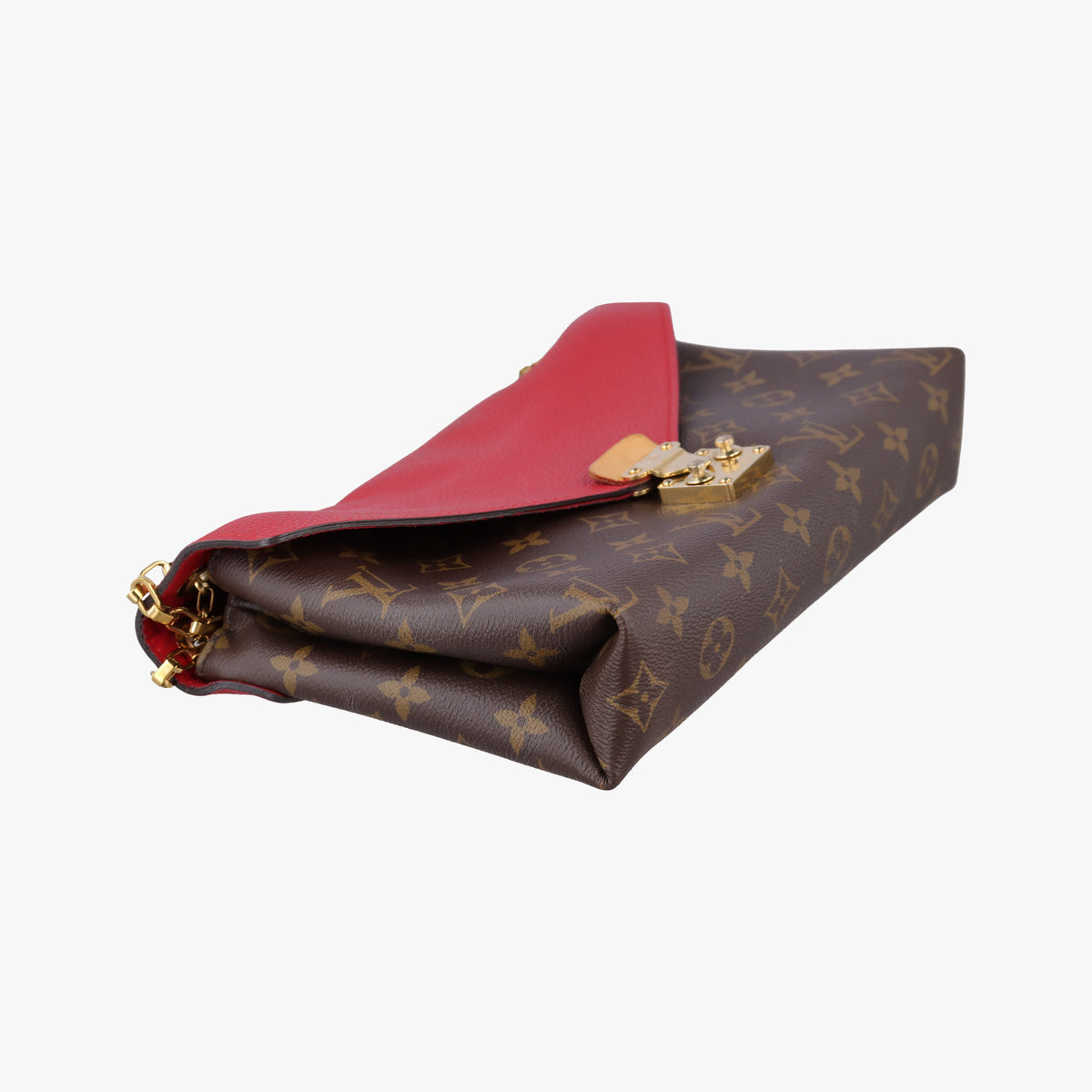Pre-owned Louis Vuitton PALLAS Chain Brown×CERISE Monogram Canvas×calf leather M41201 shoulderbag | stylenewstar