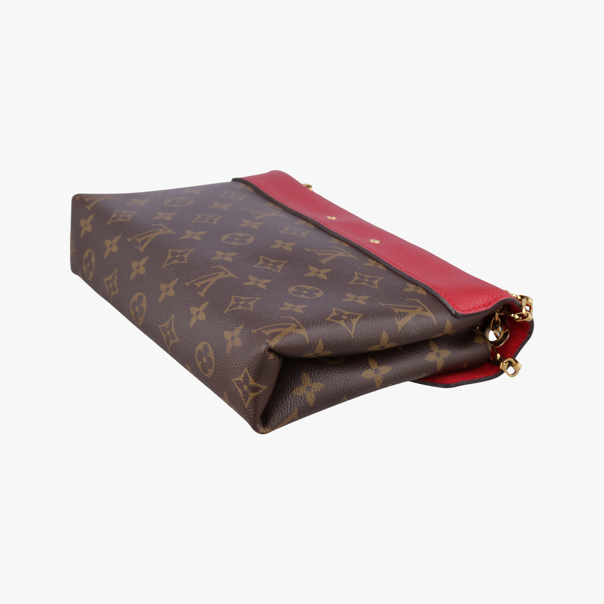 Pre-owned Louis Vuitton PALLAS Chain Brown×CERISE Monogram Canvas×calf leather M41201 shoulderbag | stylenewstar