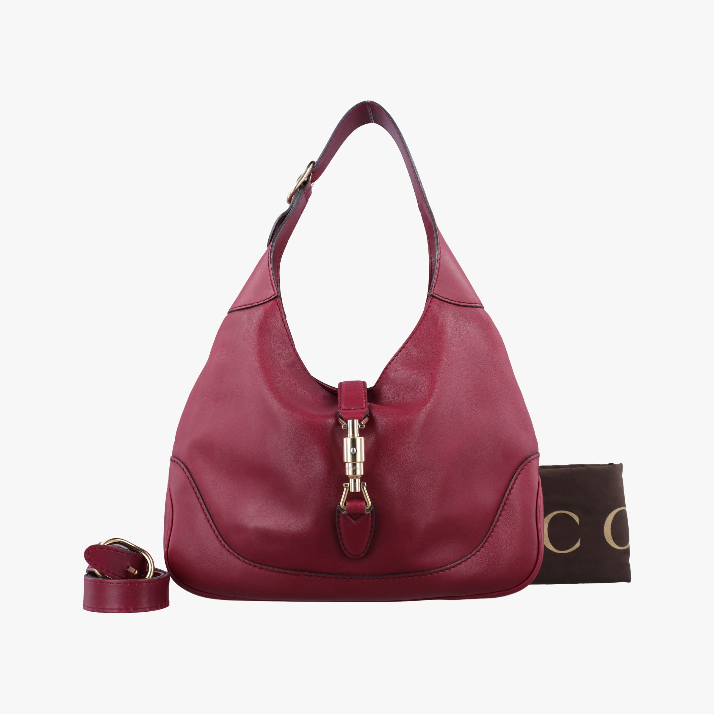 Pre-owned Gucci Jackie Flora Hobo Burgundy Leather 277520 shoulderbag | stylenewstar