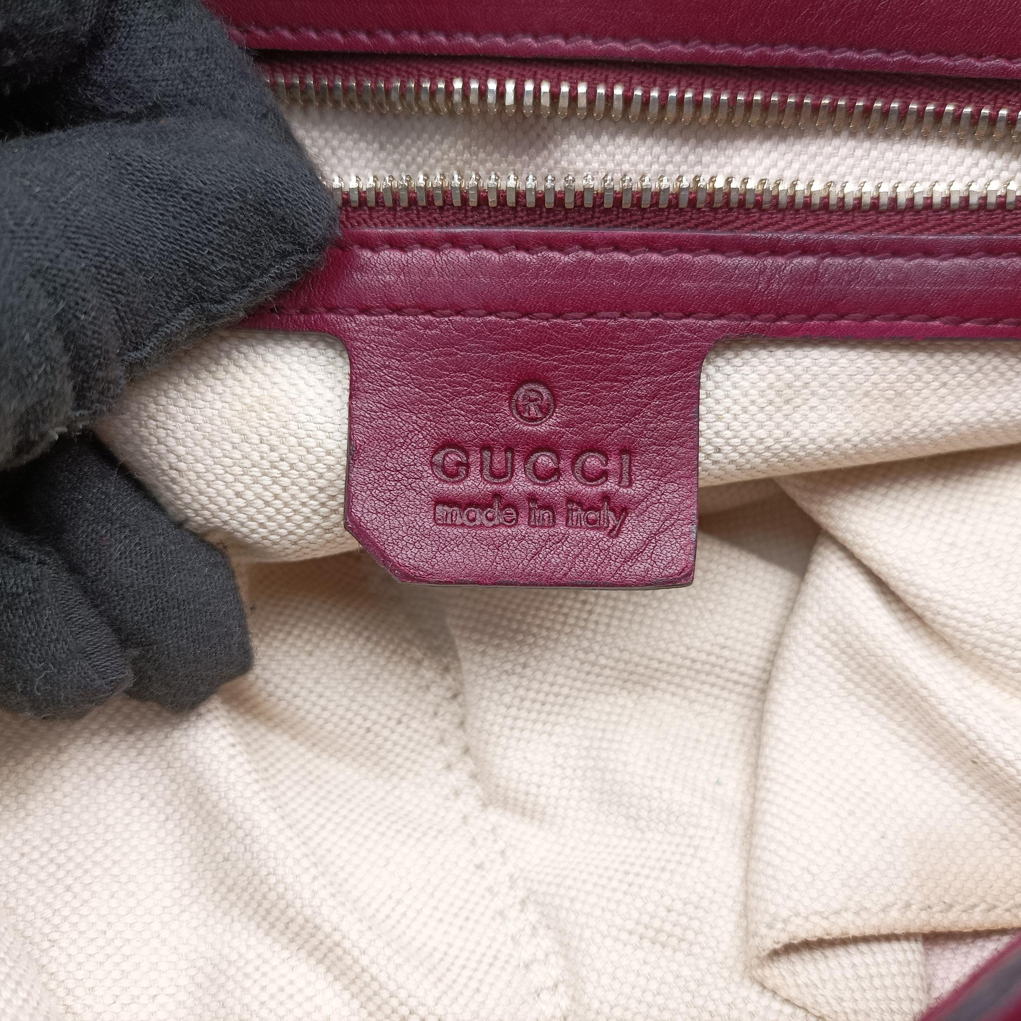 Pre-owned Gucci Jackie Flora Hobo Burgundy Leather 277520 shoulderbag | stylenewstar