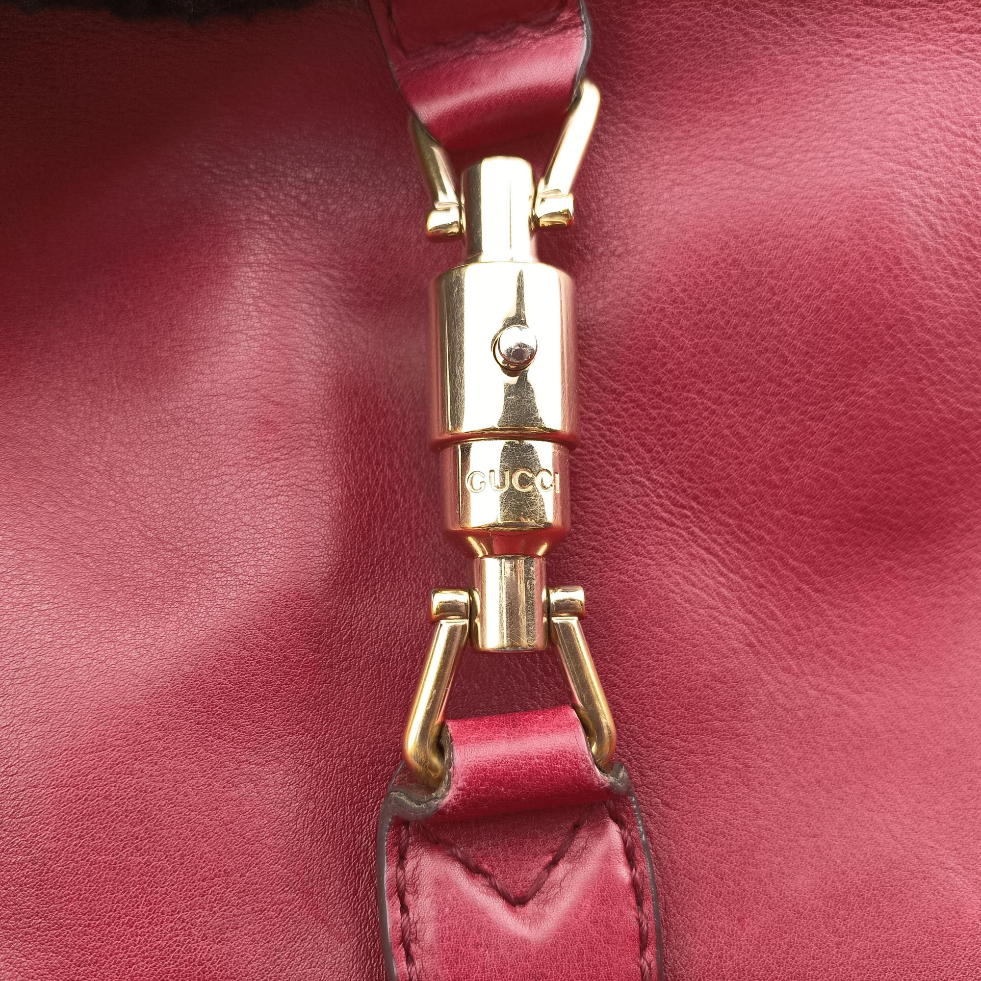Pre-owned Gucci Jackie Flora Hobo Burgundy Leather 277520 shoulderbag | stylenewstar