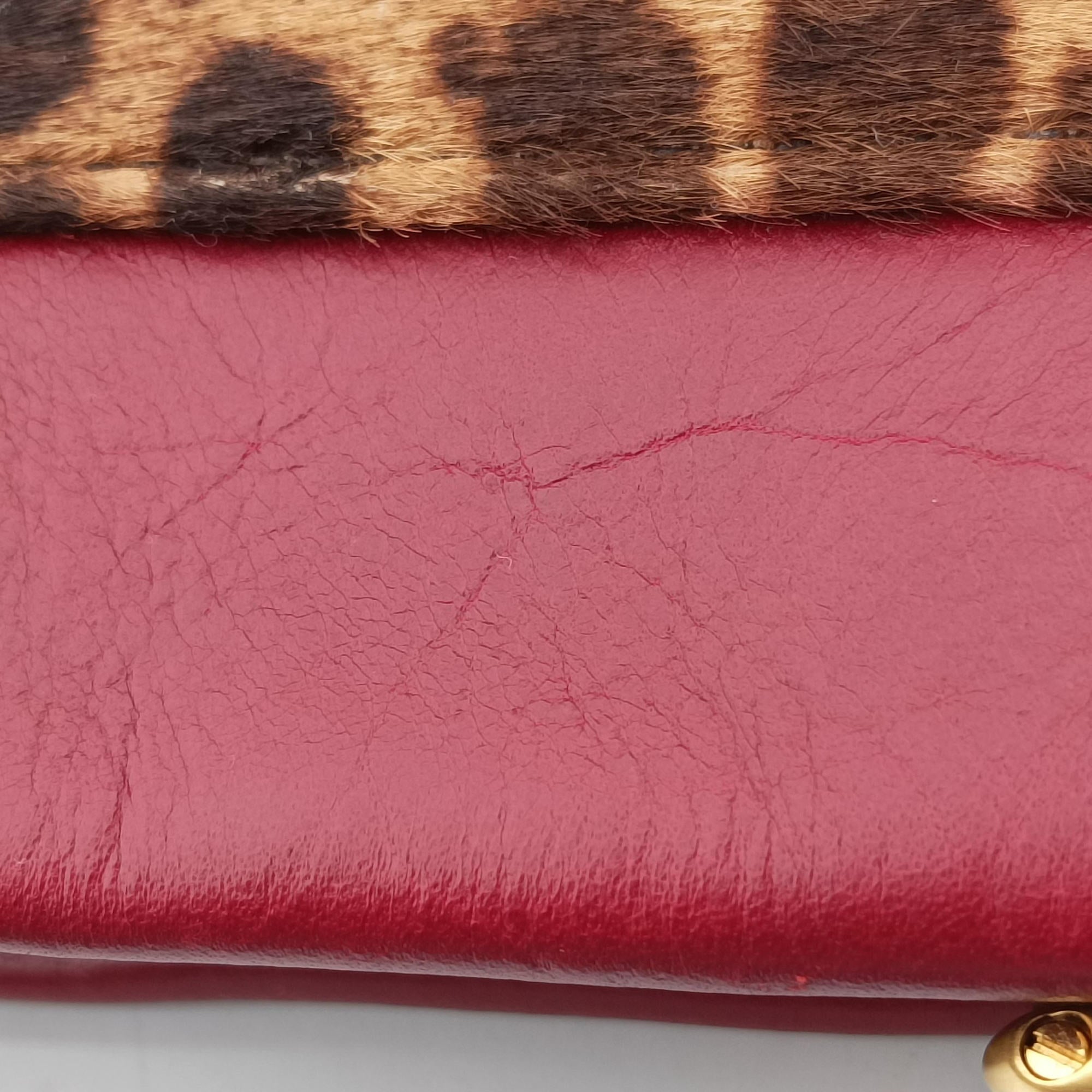 Pre-owned Fendi PEEKABOO Large Brown × Red pony hair× Leather 8BN210 shoulderbag | stylenewstar