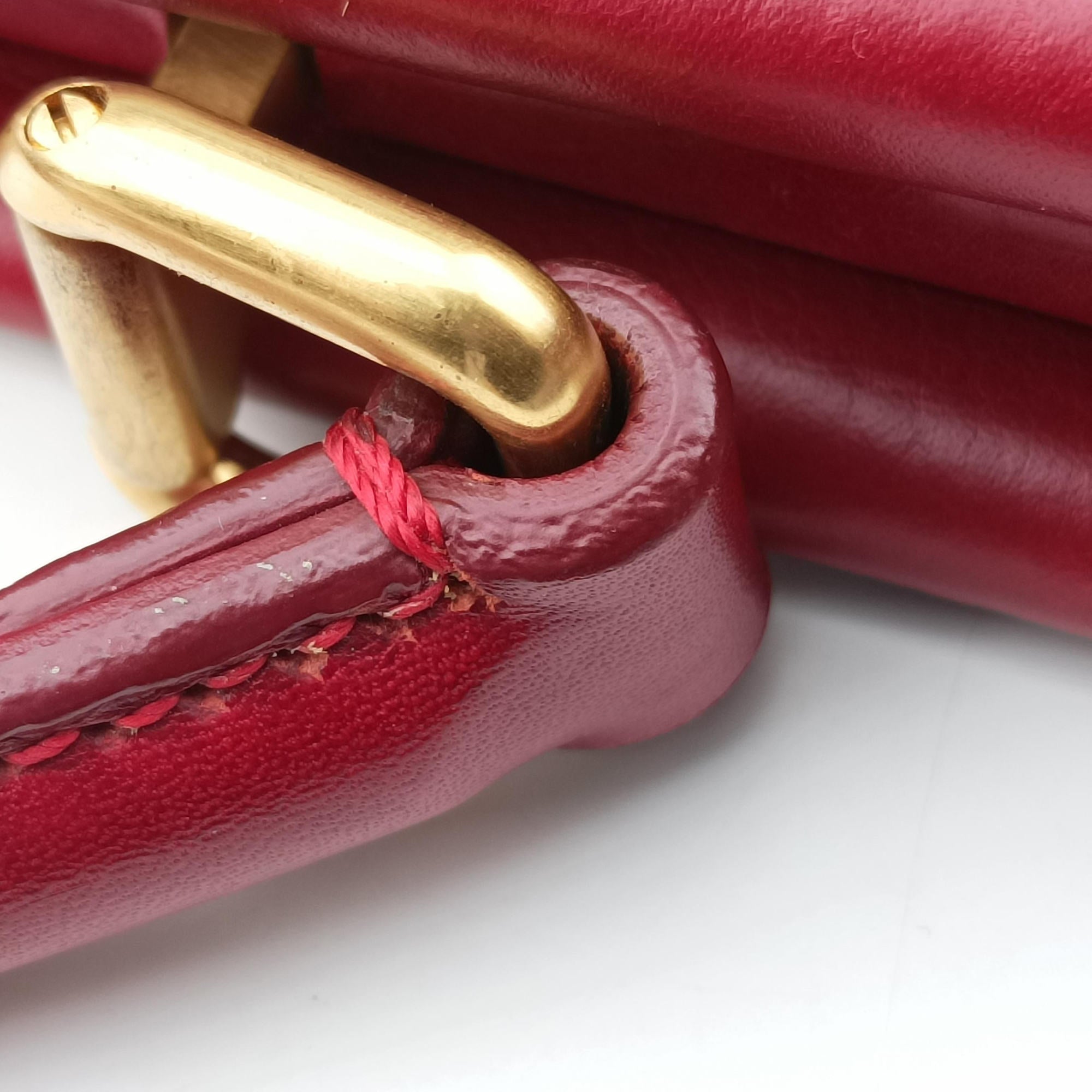 Pre-owned Fendi PEEKABOO Large Brown × Red pony hair× Leather 8BN210 shoulderbag | stylenewstar
