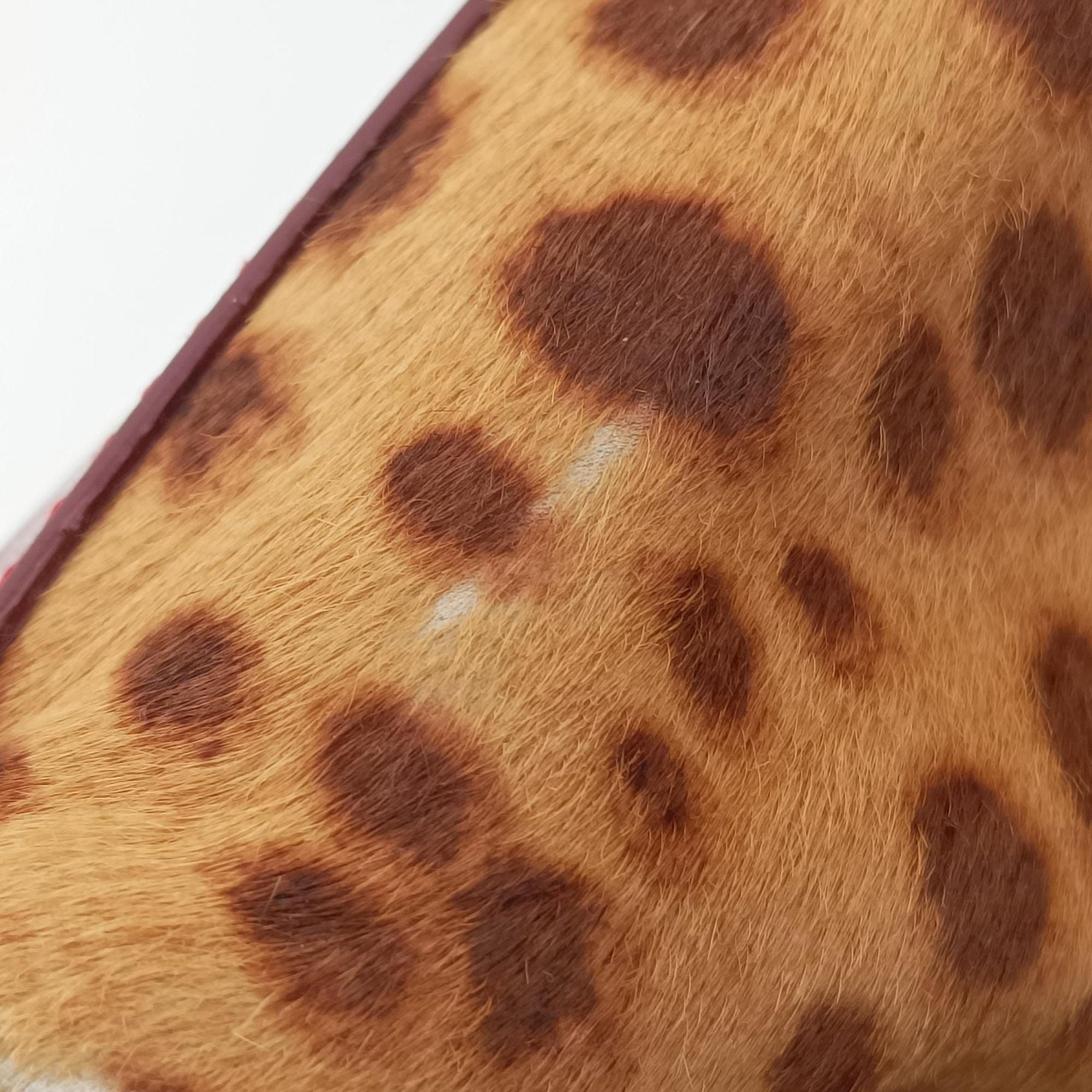 Pre-owned Fendi PEEKABOO Large Brown × Red pony hair× Leather 8BN210 shoulderbag | stylenewstar