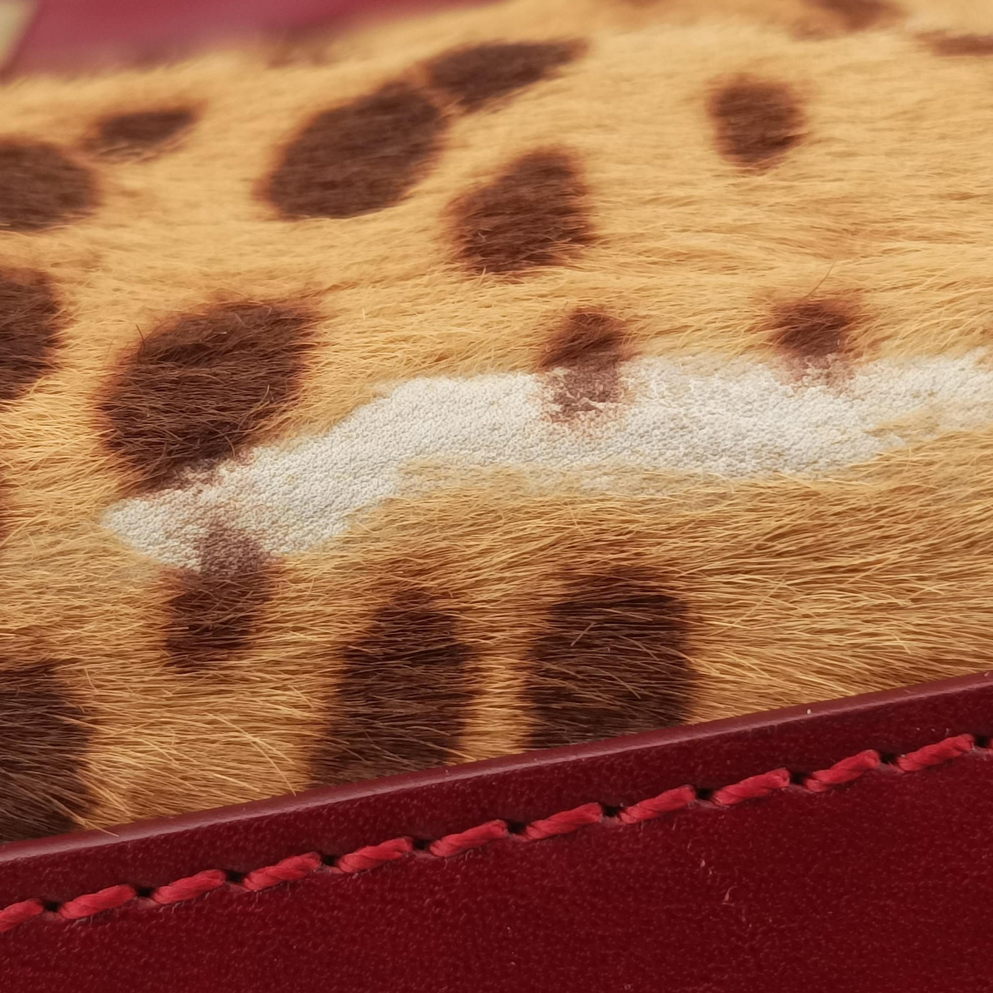 Pre-owned Fendi PEEKABOO Large Brown × Red pony hair× Leather 8BN210 shoulderbag | stylenewstar