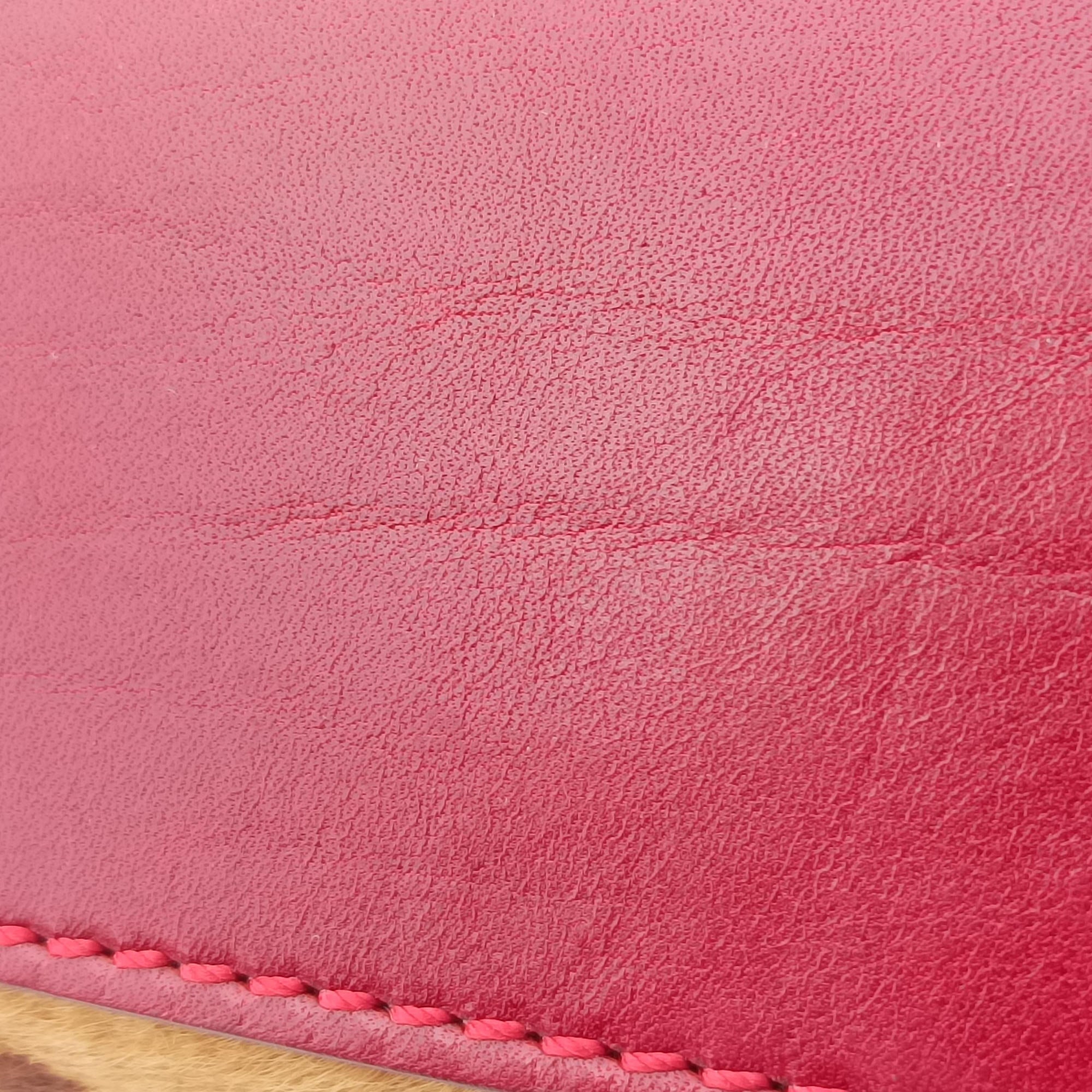 Pre-owned Fendi PEEKABOO Large Brown × Red pony hair× Leather 8BN210 shoulderbag | stylenewstar