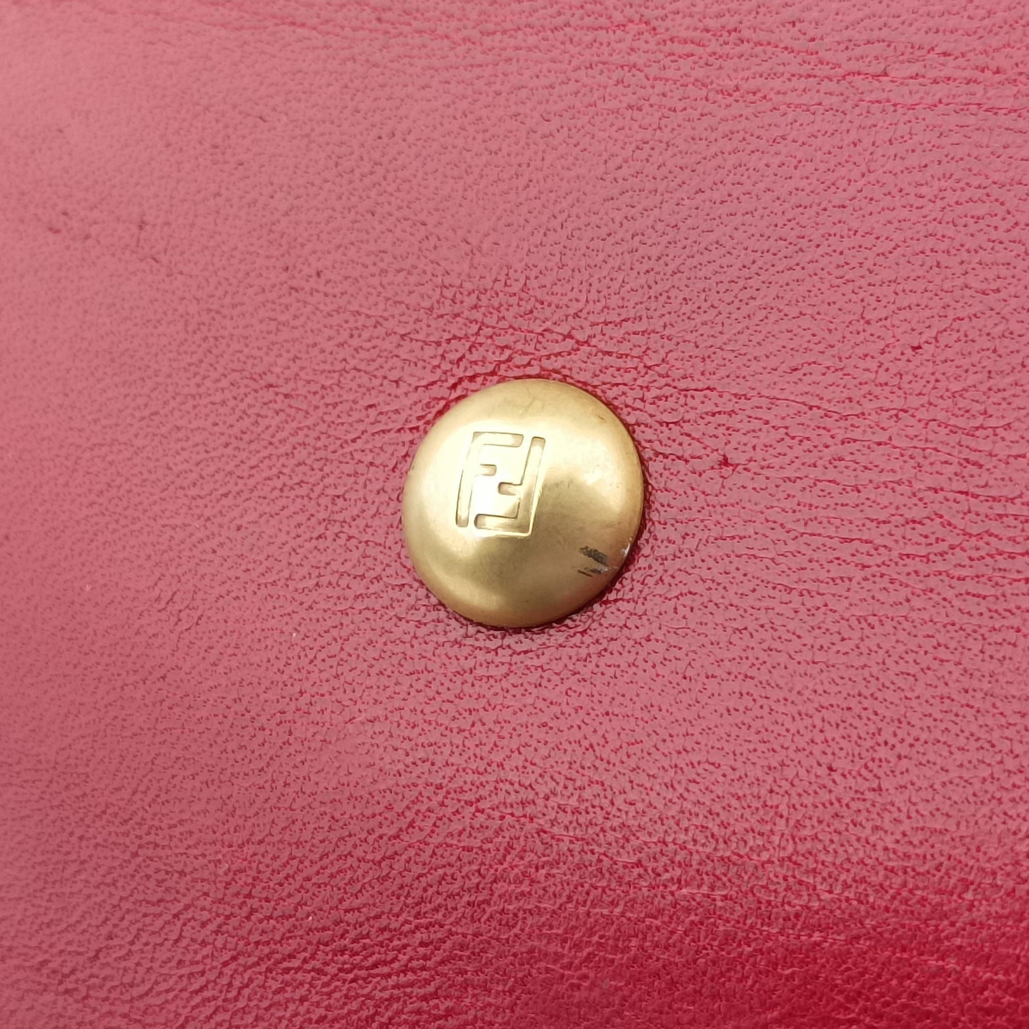 Pre-owned Fendi PEEKABOO Large Brown × Red pony hair× Leather 8BN210 shoulderbag | stylenewstar
