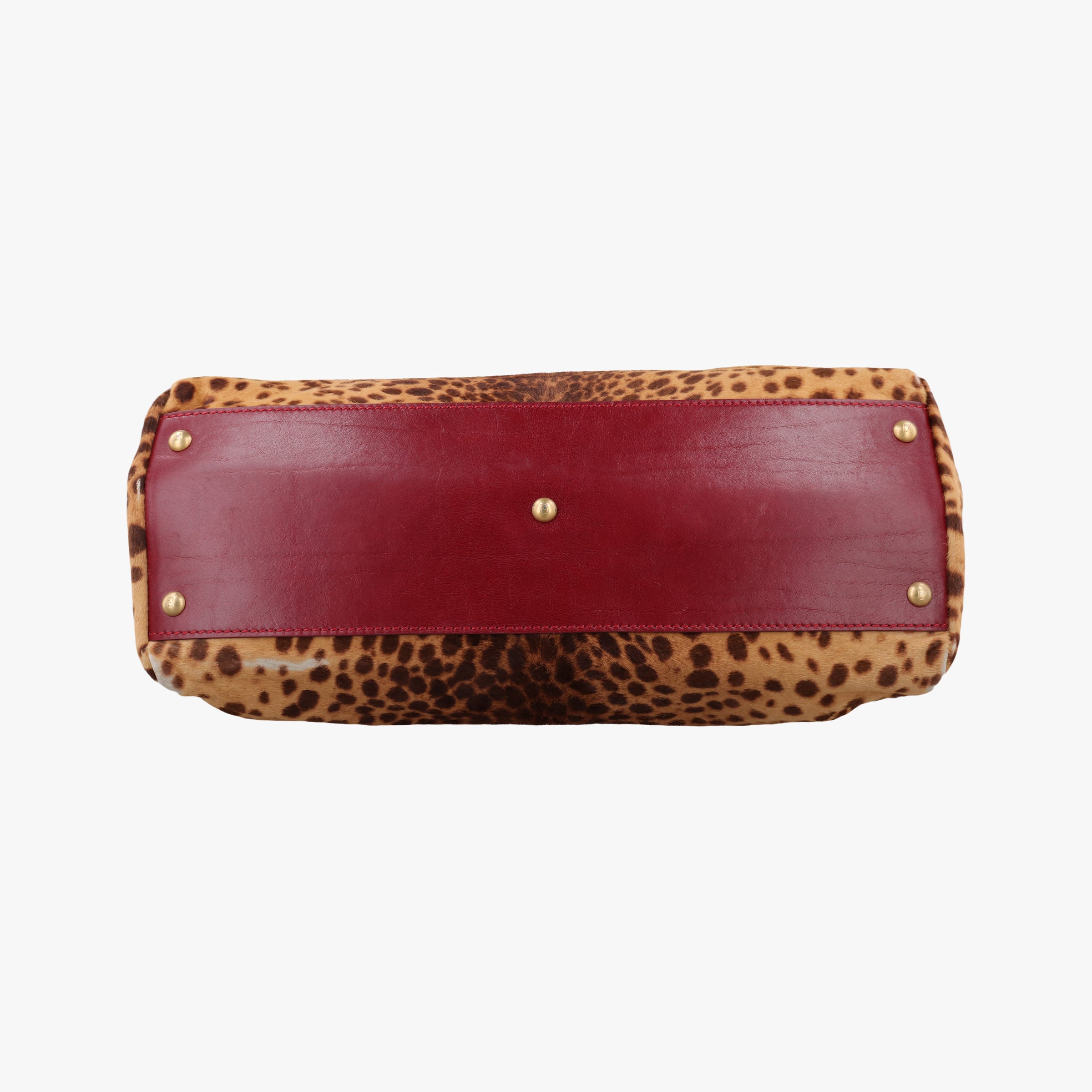Pre-owned Fendi PEEKABOO Large Brown × Red pony hair× Leather 8BN210 shoulderbag | stylenewstar