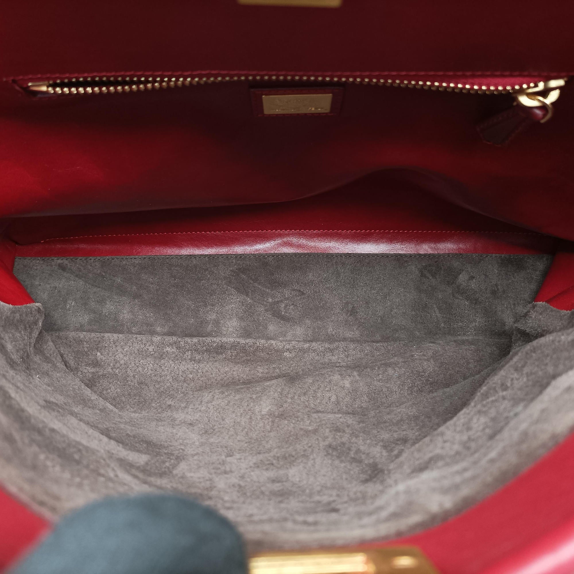 Pre-owned Fendi PEEKABOO Large Brown × Red pony hair× Leather 8BN210 shoulderbag | stylenewstar