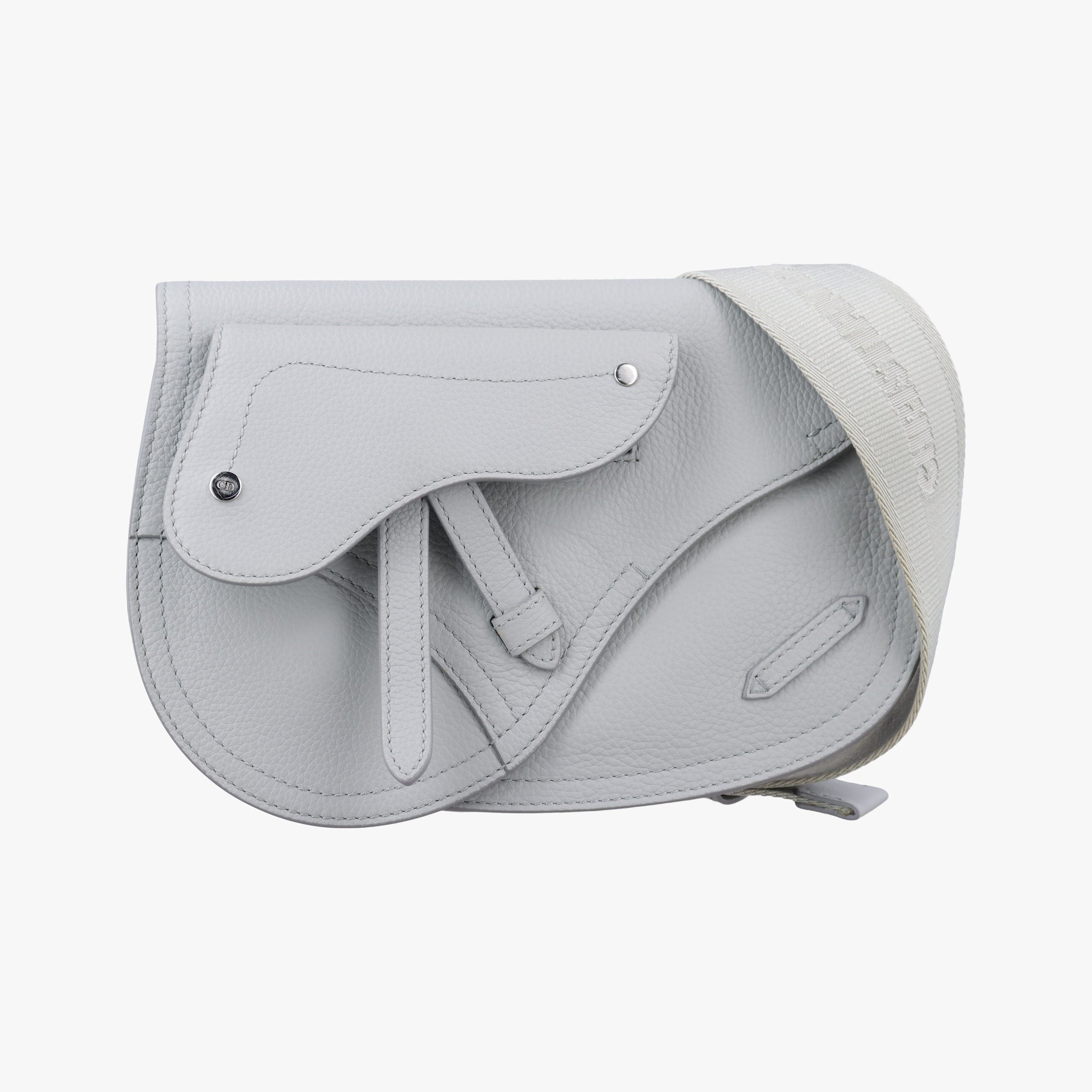 Pre-owned Christian Dior Saddle Gray leather  shoulderbag | stylenewstar