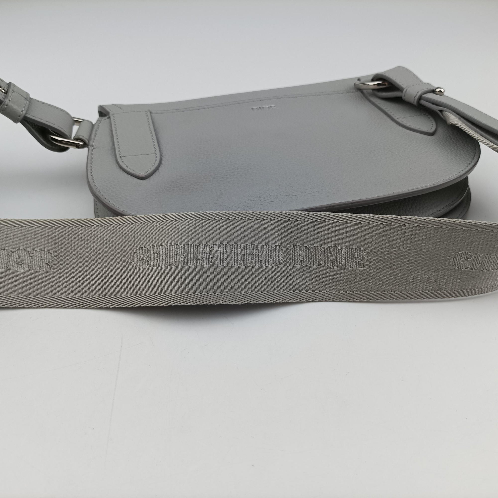 Pre-owned Christian Dior Saddle Gray leather  shoulderbag | stylenewstar