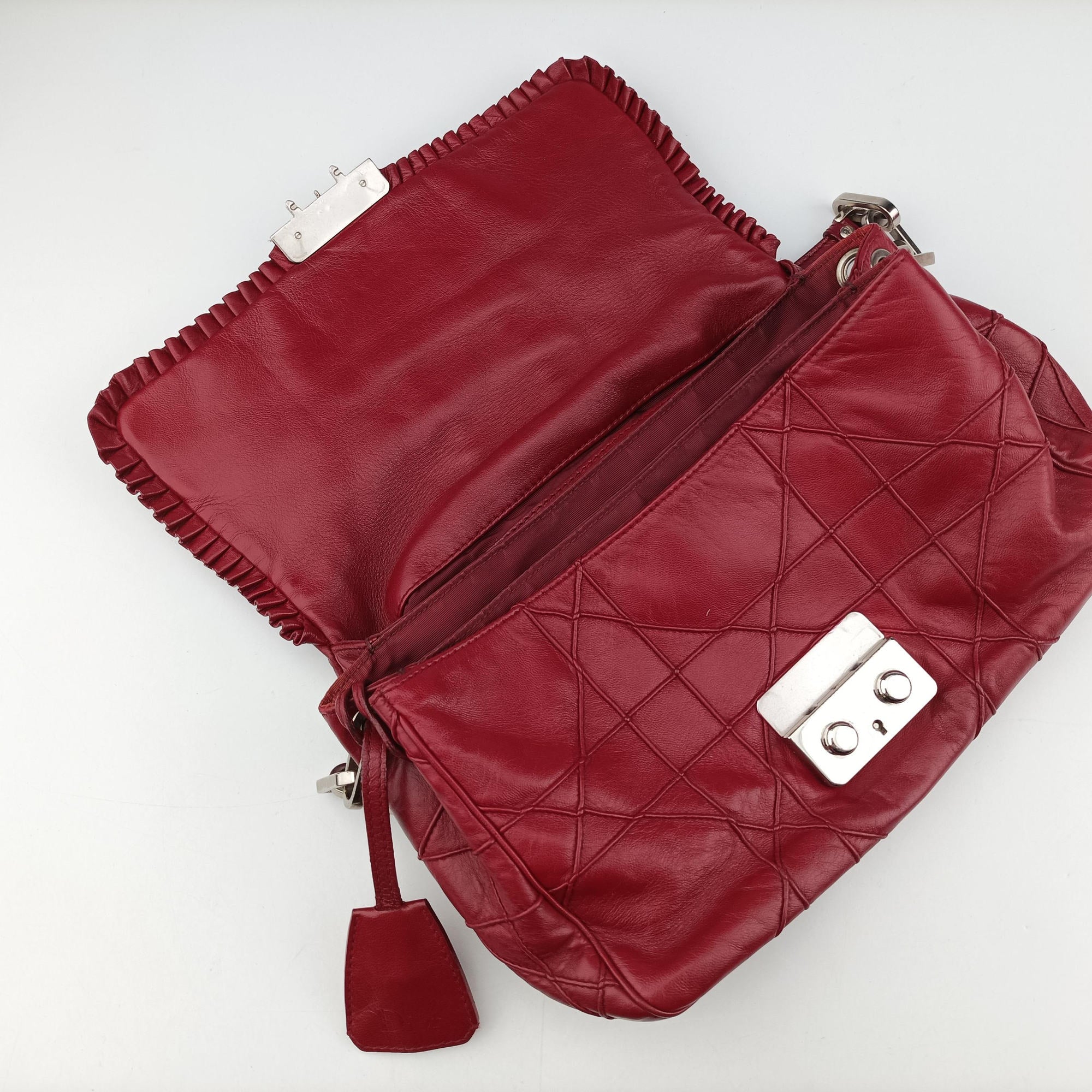 Pre-owned Christian Dior New Rock Burgundy Leather  shoulderbag | stylenewstar