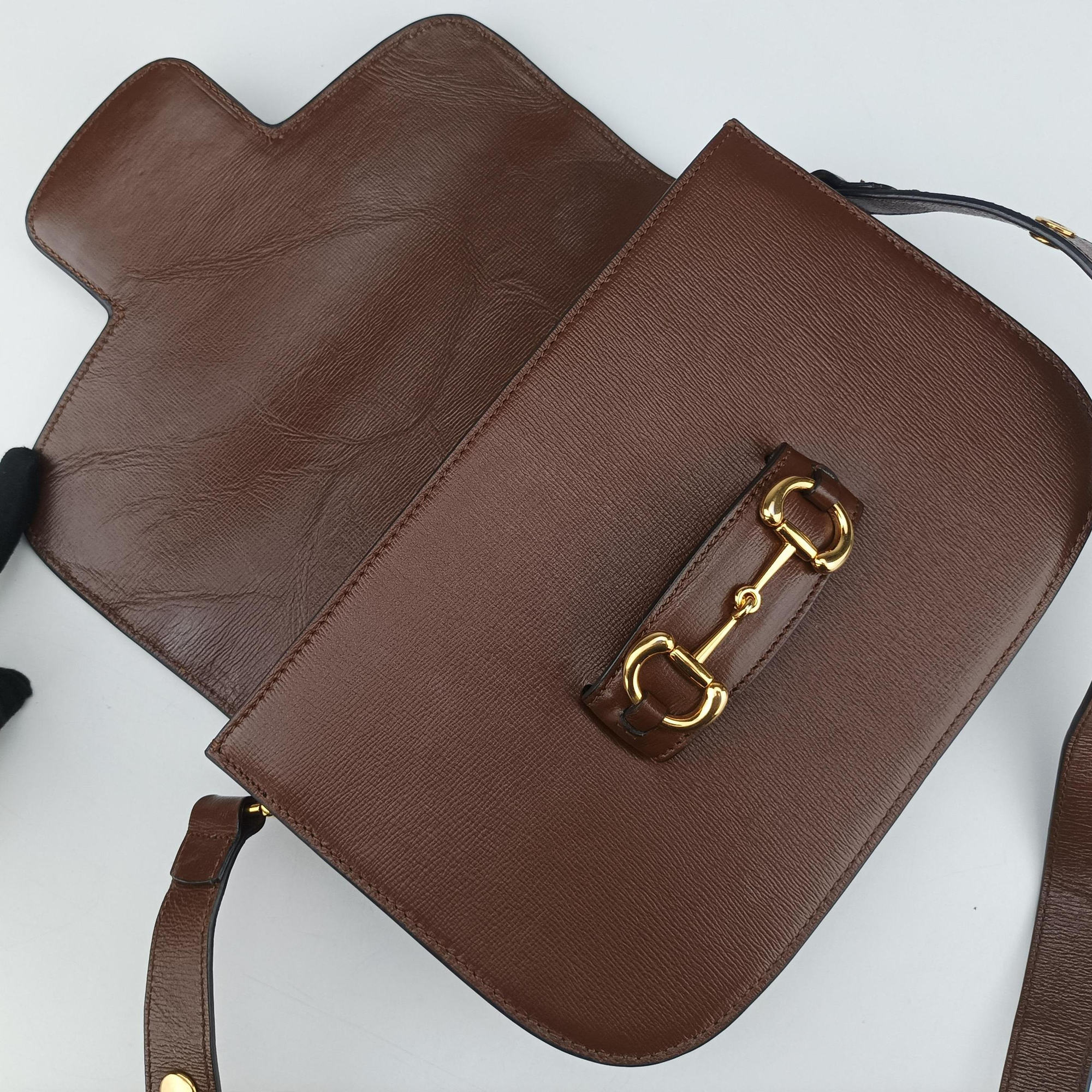 Pre-owned Gucci The Hacker Project Horsebit 1955 Brown leather 602204 shoulderbag | stylenewstar