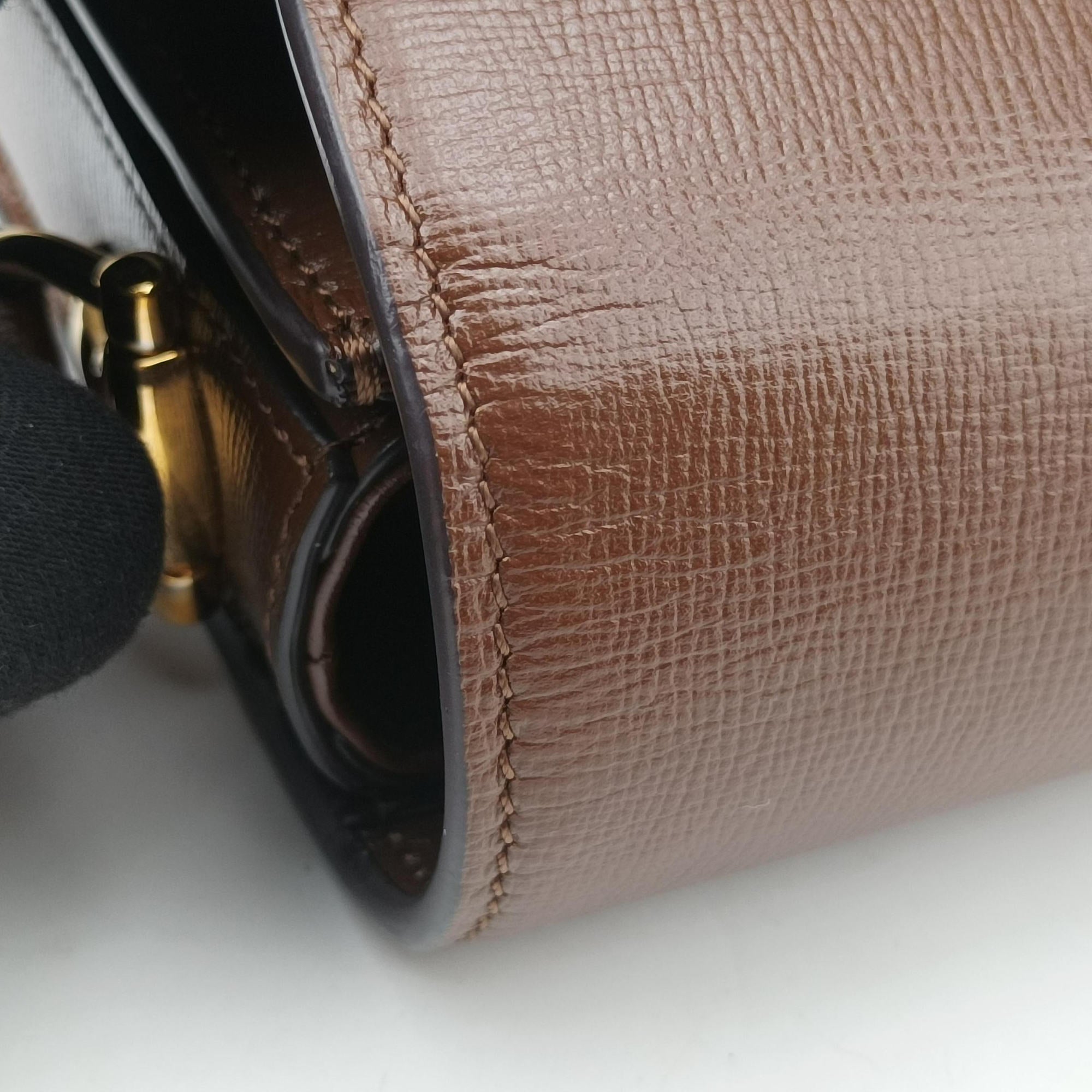 Pre-owned Gucci The Hacker Project Horsebit 1955 Brown leather 602204 shoulderbag | stylenewstar