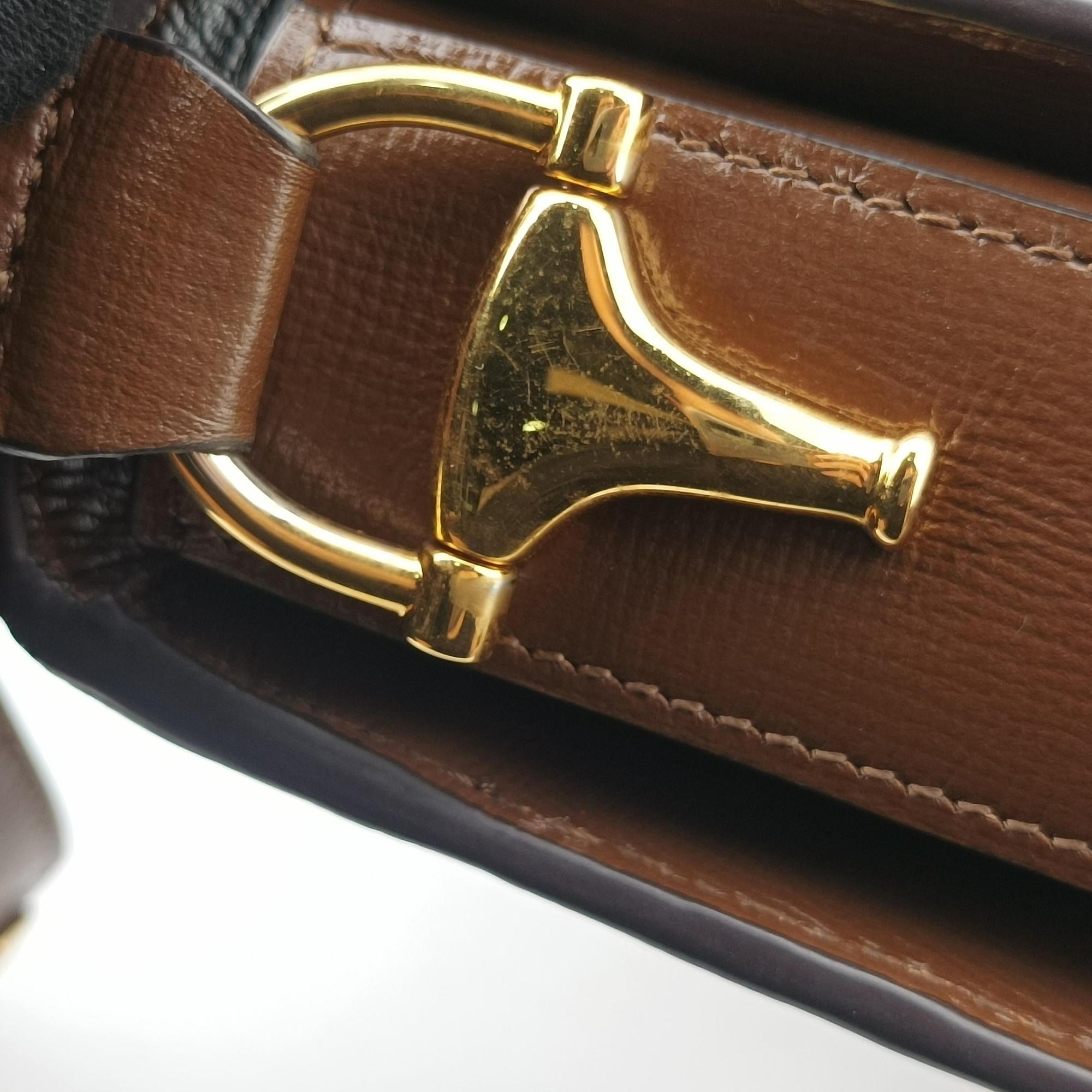 Pre-owned Gucci The Hacker Project Horsebit 1955 Brown leather 602204 shoulderbag | stylenewstar