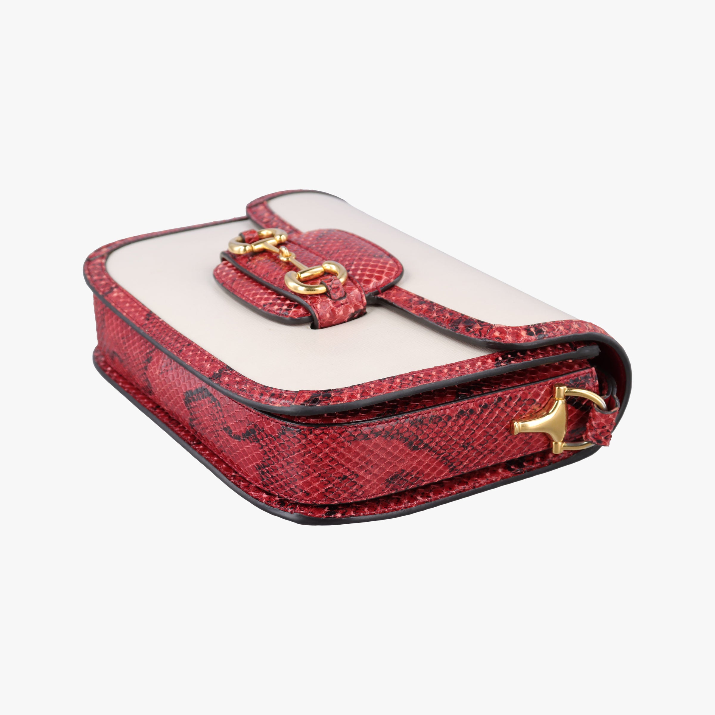 Pre-owned Gucci Horsebit 1955 White Leather ásnakeskin 602204 shoulderbag | stylenewstar