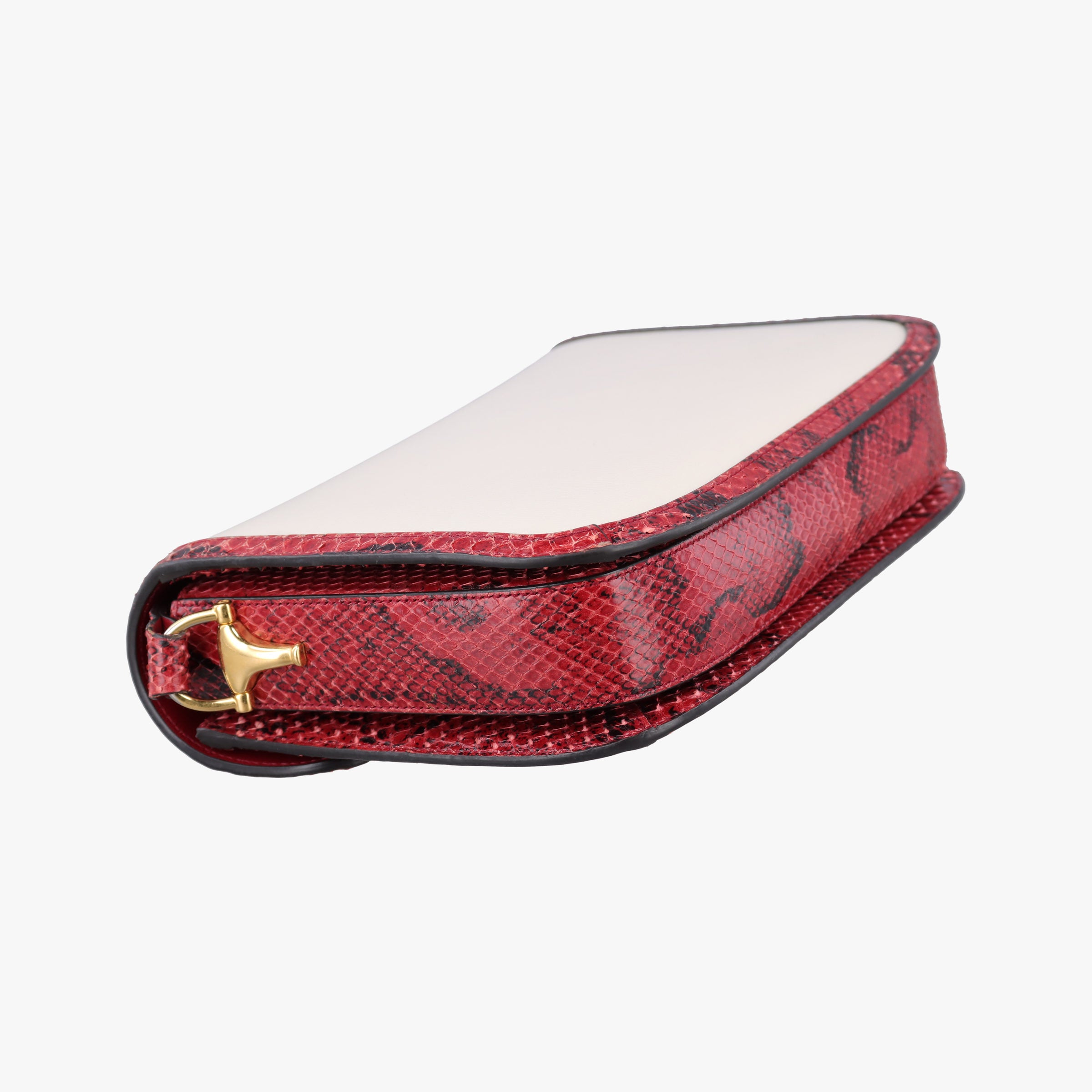 Pre-owned Gucci Horsebit 1955 White Leather ásnakeskin 602204 shoulderbag | stylenewstar