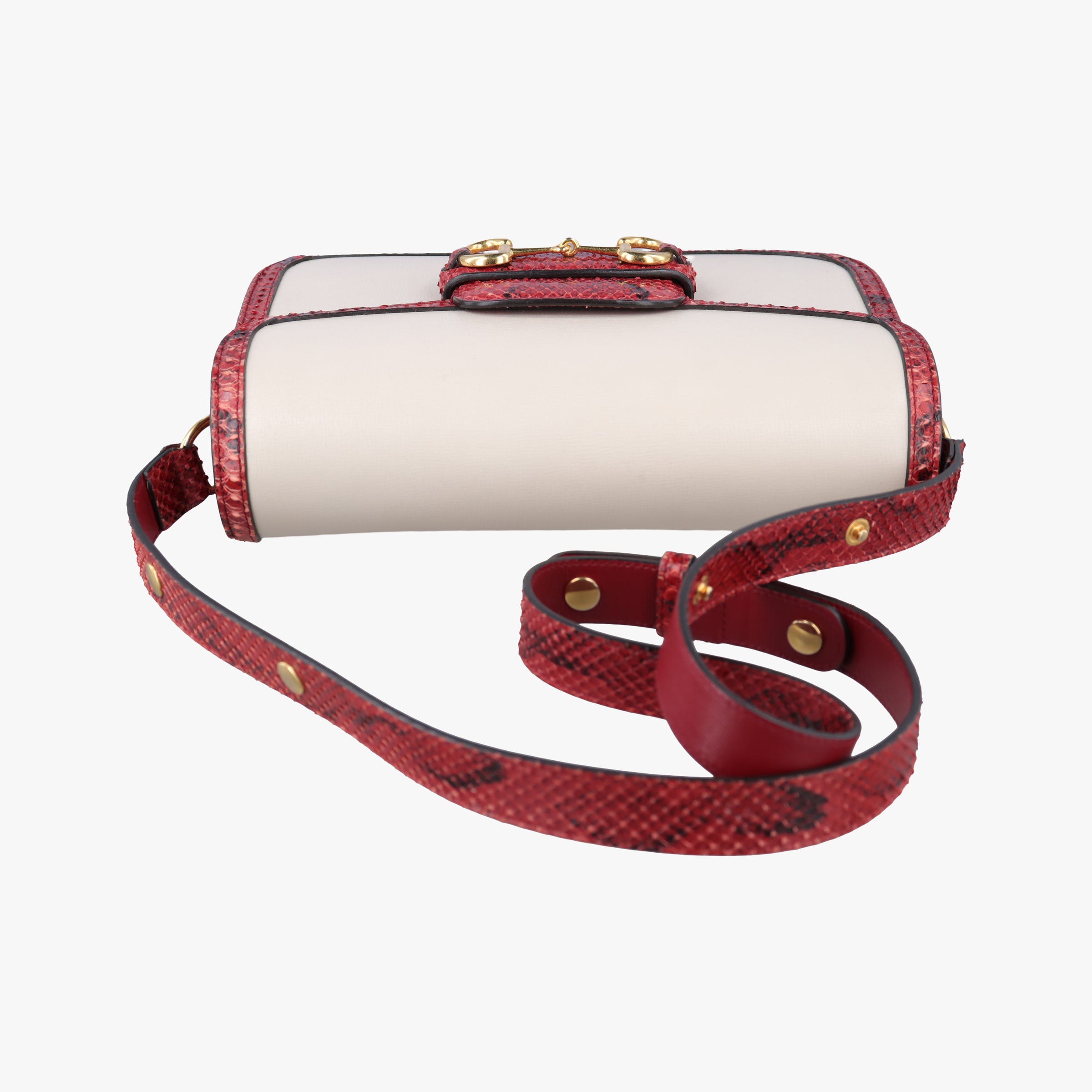 Pre-owned Gucci Horsebit 1955 White Leather ásnakeskin 602204 shoulderbag | stylenewstar