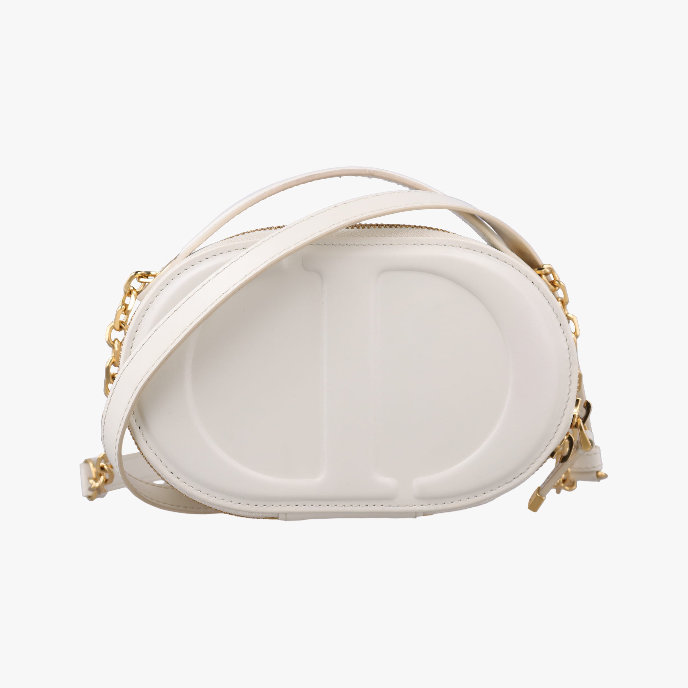 Pre-owned Christian Dior Oval Camera Bag White Leather  shoulderbag | stylenewstar