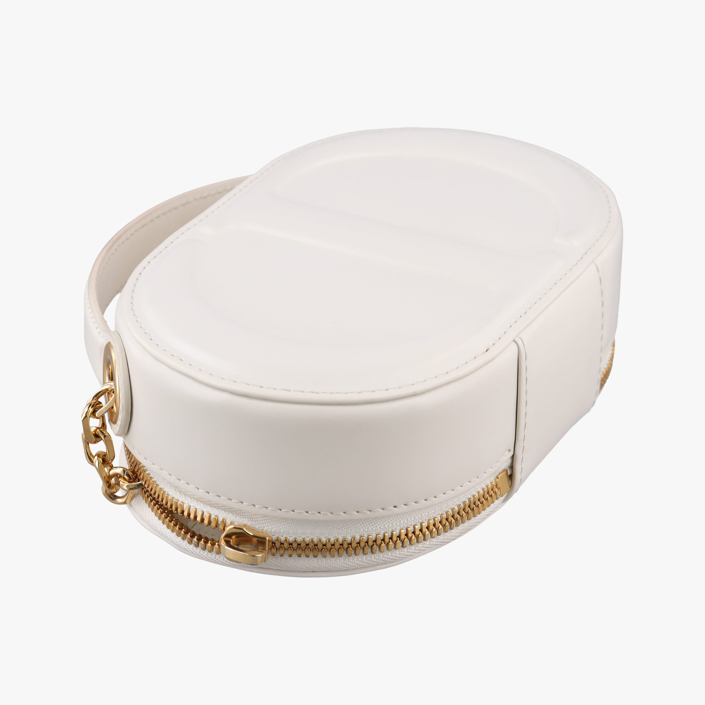 Pre-owned Christian Dior Oval Camera Bag White Leather  shoulderbag | stylenewstar