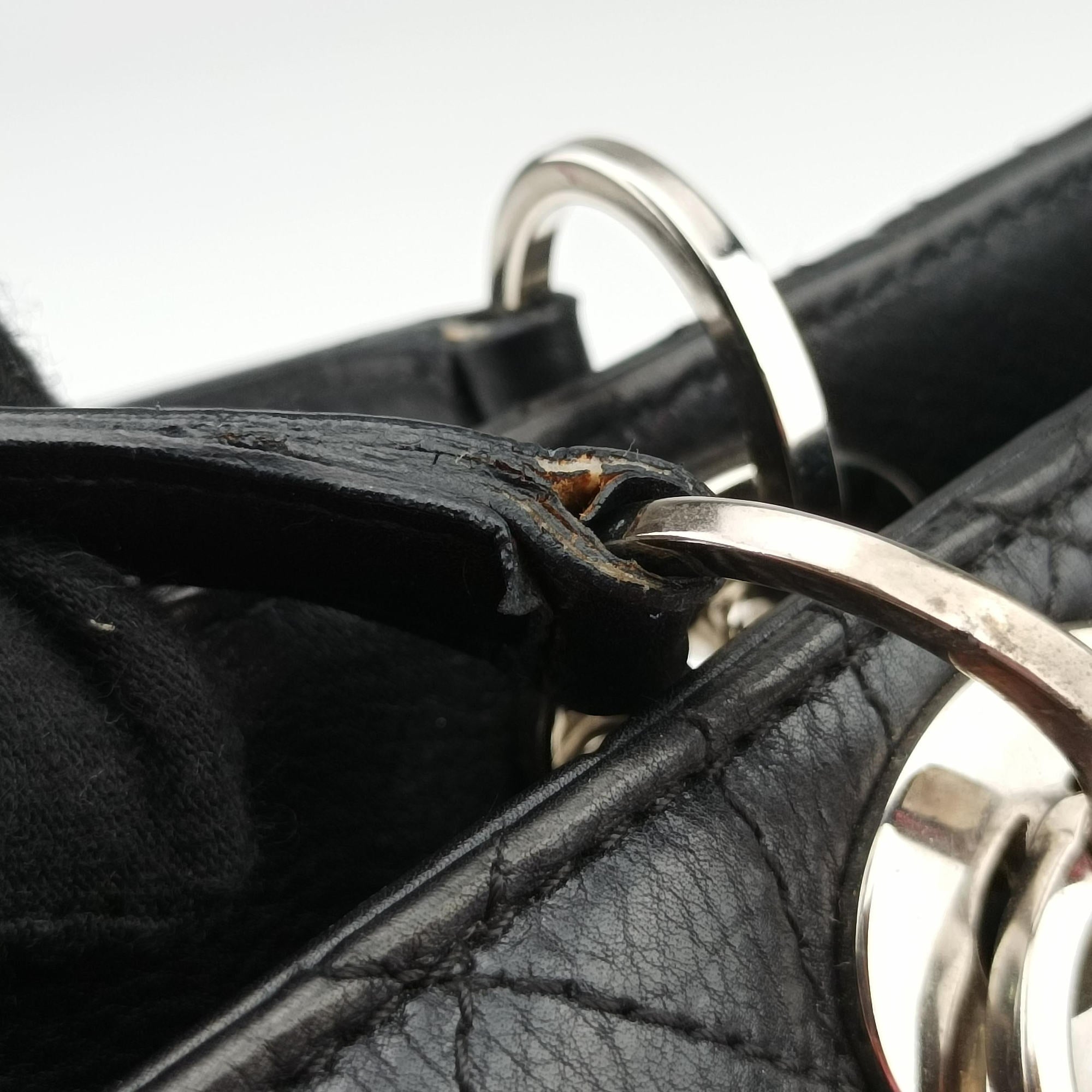 Vintage Christian Dior Lady Dior Cannage East West Black Leather  shoulderbag | stylenewstar
