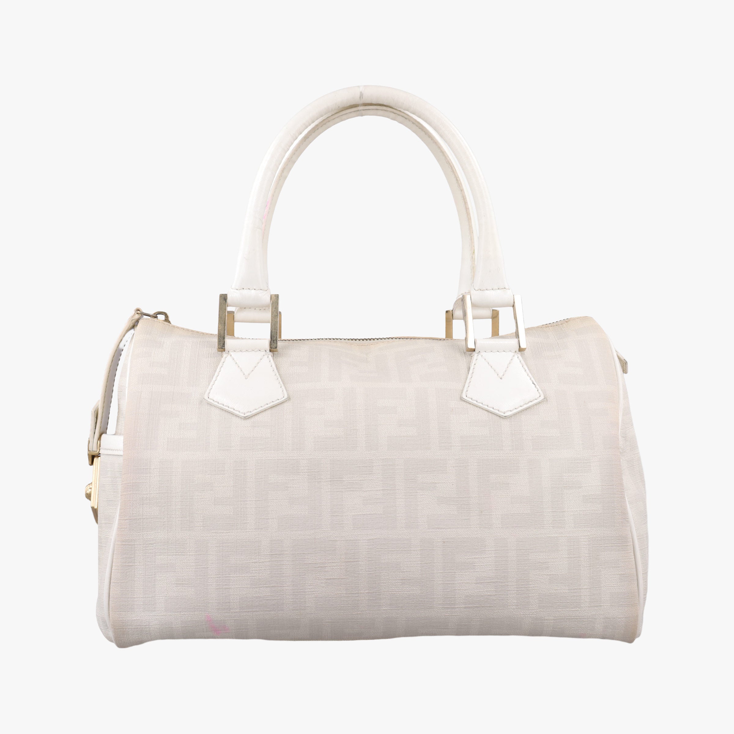 Pre-owned Fendi Forever Bauletto White PVC coated canvas 8BL104 handbag | stylenewstar