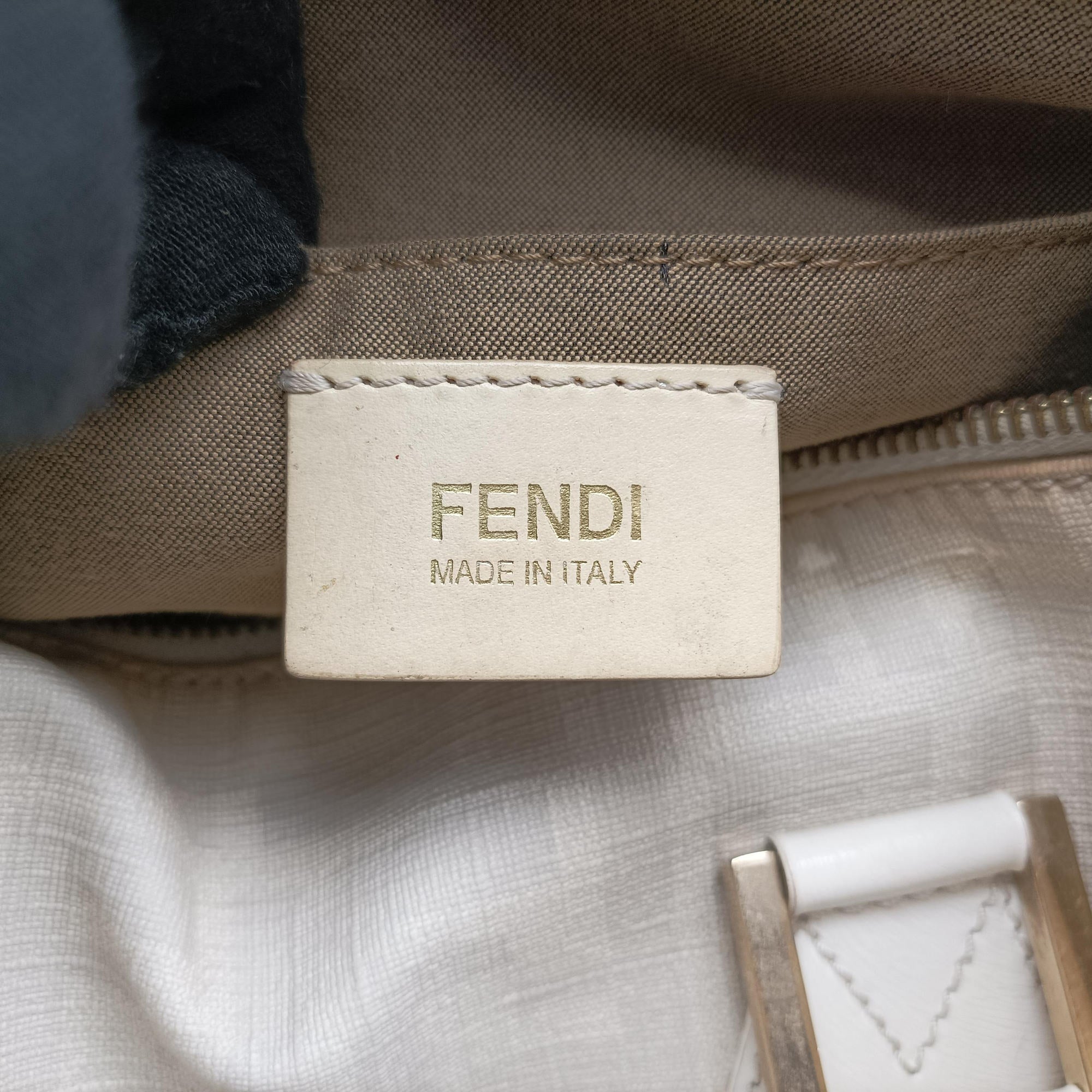 Pre-owned Fendi Forever Bauletto White PVC coated canvas 8BL104 handbag | stylenewstar
