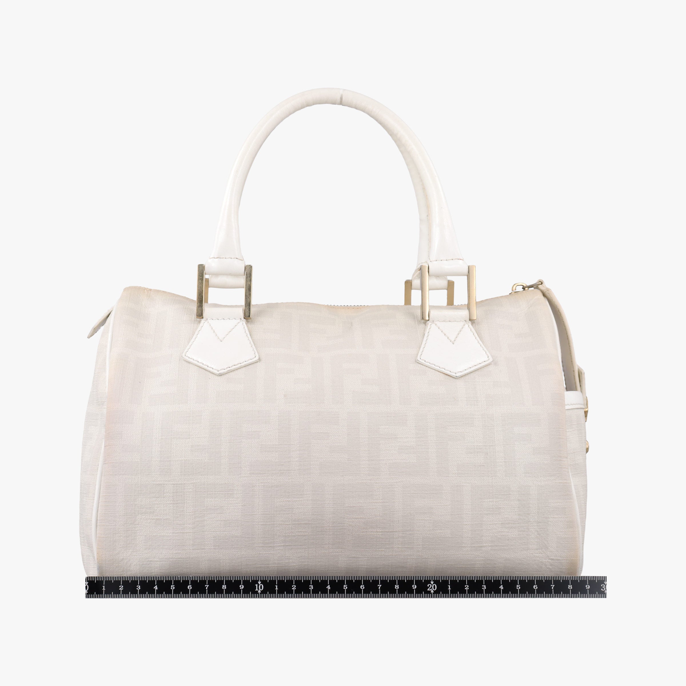 Pre-owned Fendi Forever Bauletto White PVC coated canvas 8BL104 handbag | stylenewstar