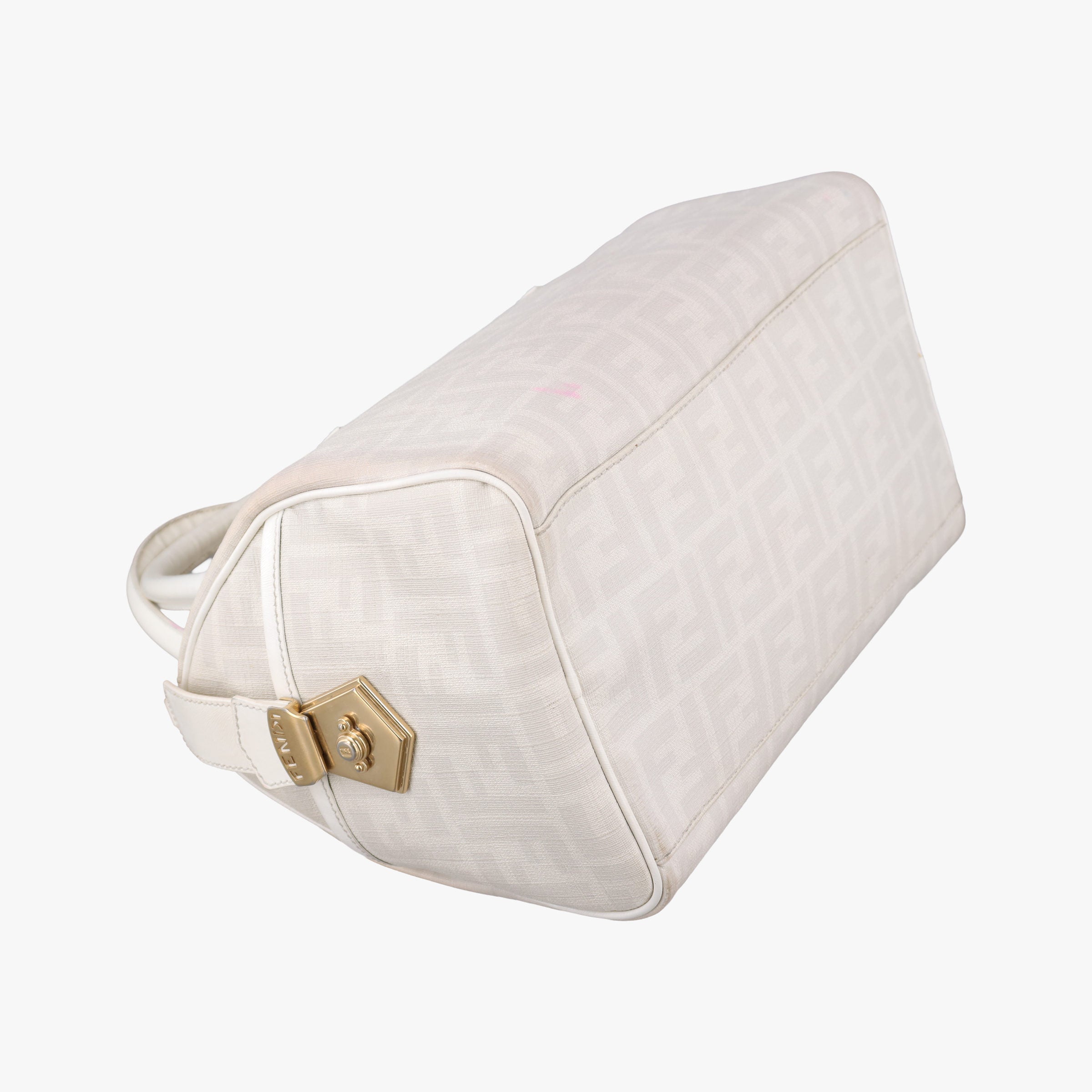 Pre-owned Fendi Forever Bauletto White PVC coated canvas 8BL104 handbag | stylenewstar