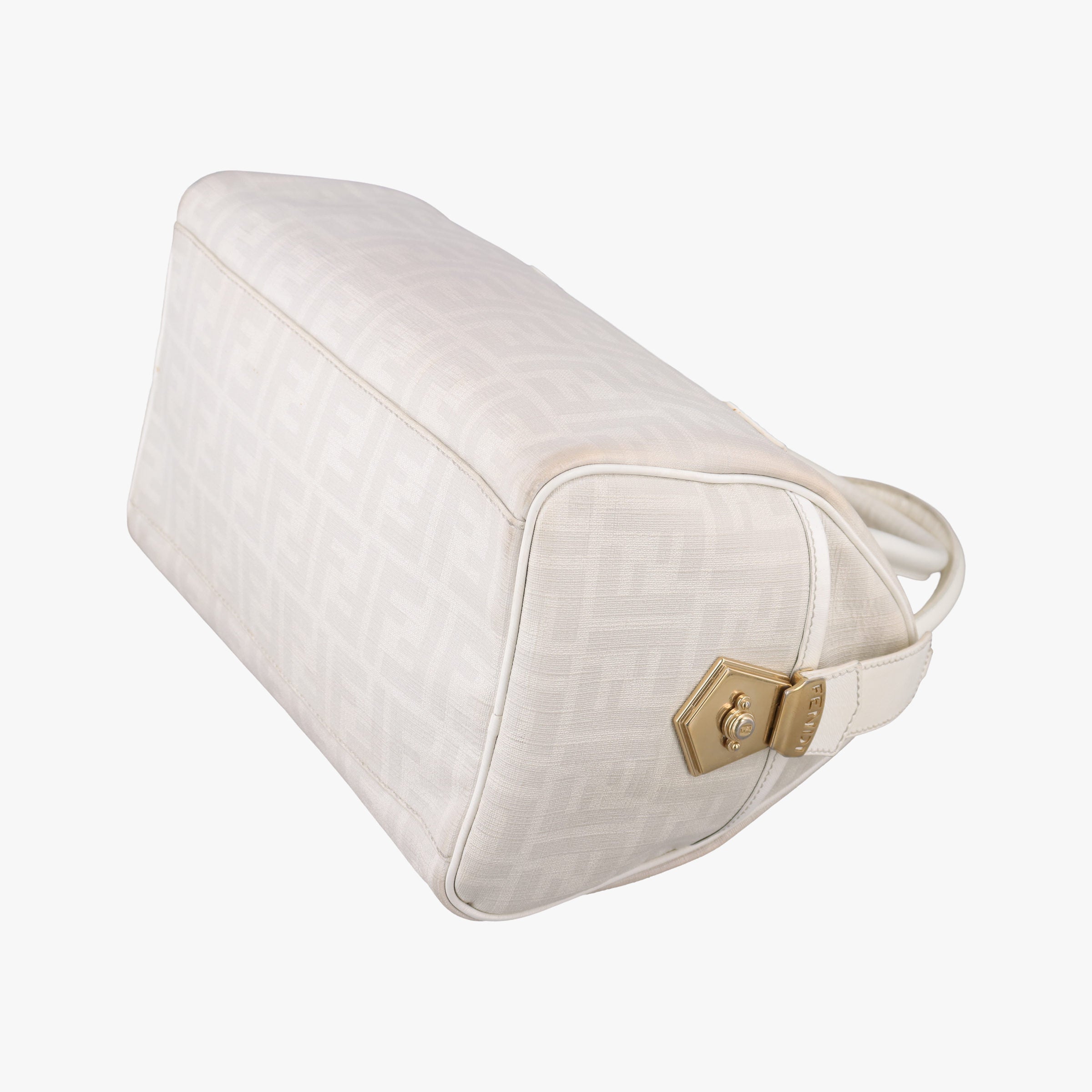 Pre-owned Fendi Forever Bauletto White PVC coated canvas 8BL104 handbag | stylenewstar
