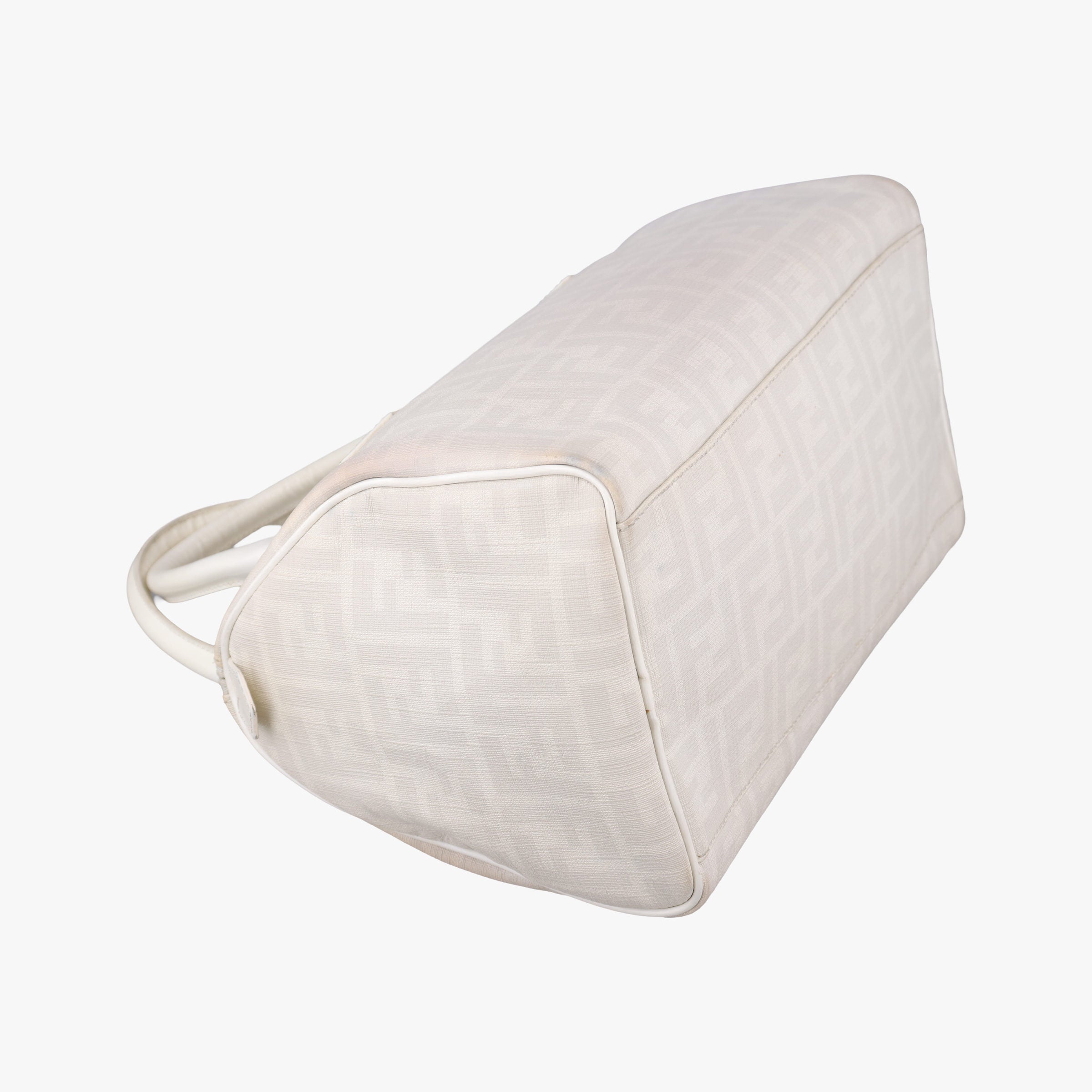 Pre-owned Fendi Forever Bauletto White PVC coated canvas 8BL104 handbag | stylenewstar