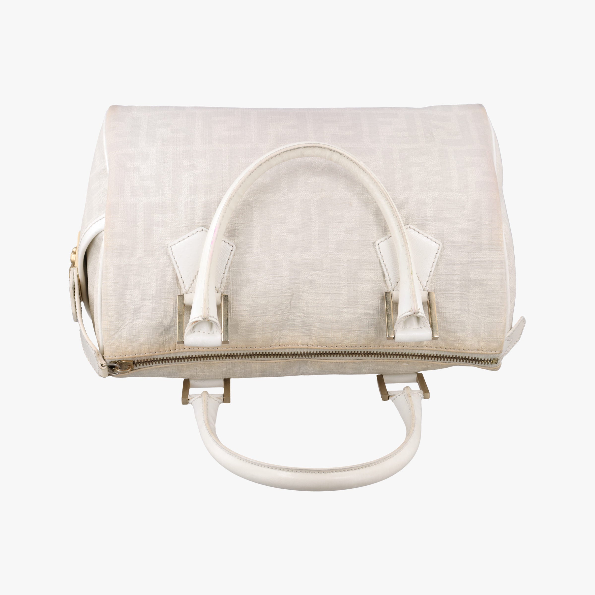 Pre-owned Fendi Forever Bauletto White PVC coated canvas 8BL104 handbag | stylenewstar