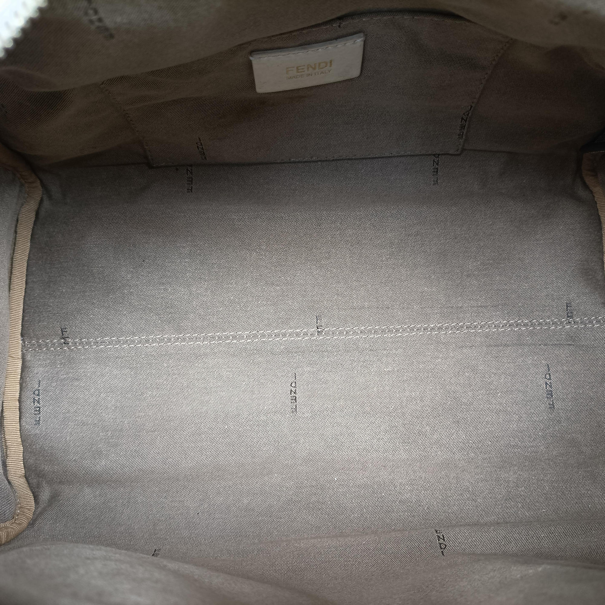Pre-owned Fendi Forever Bauletto White PVC coated canvas 8BL104 handbag | stylenewstar
