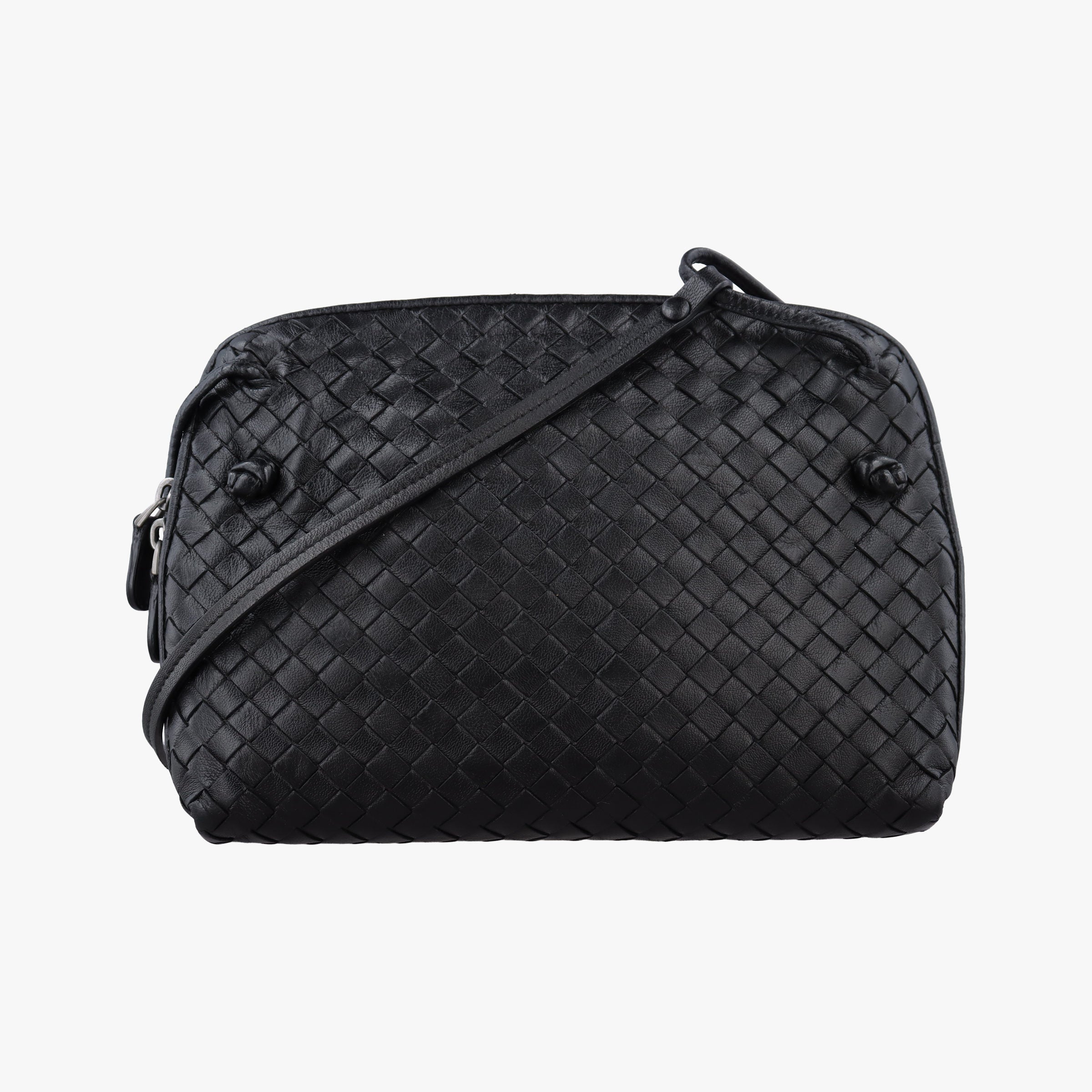 Pre-owned Bottega Veneta NODINI Intrecciato Black lambskin  shoulderbag | stylenewstar
