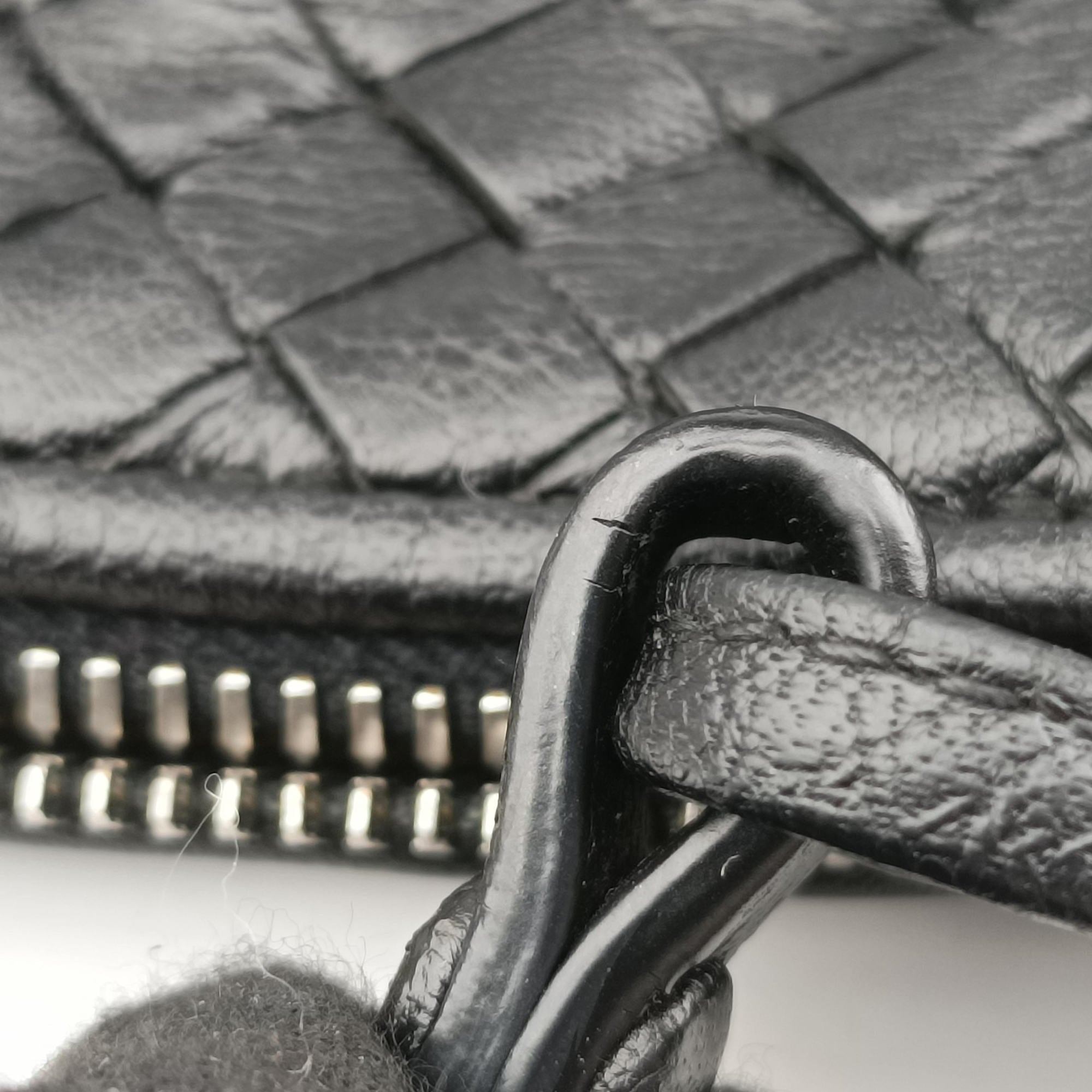 Pre-owned Bottega Veneta NODINI Intrecciato Black lambskin  shoulderbag | stylenewstar