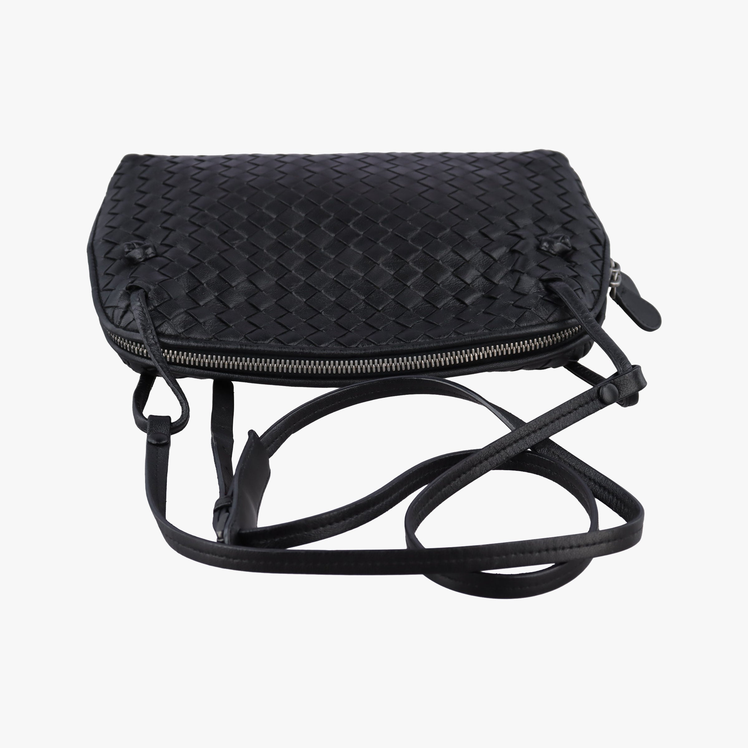 Pre-owned Bottega Veneta NODINI Intrecciato Black lambskin  shoulderbag | stylenewstar
