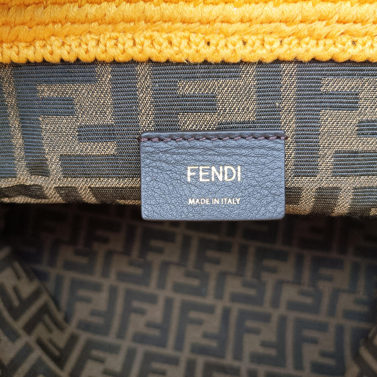 Secondhand Fendi SUNSHINE Yellow Crochet×leather 8BH386 shoulderbag | stylenewstar