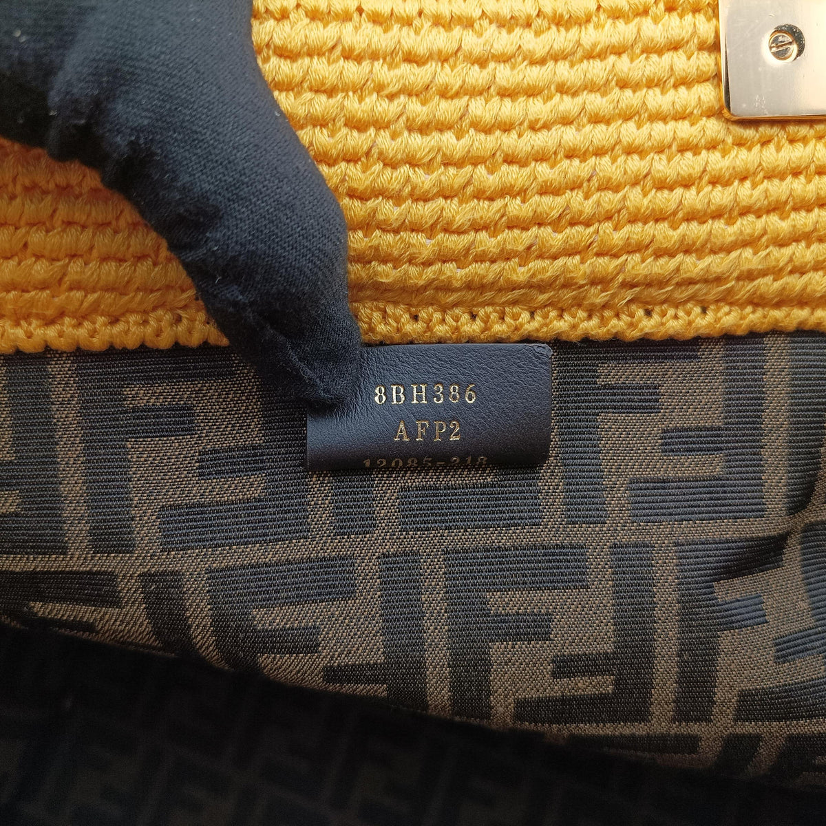 Secondhand Fendi SUNSHINE Yellow Crochet×leather 8BH386 shoulderbag | stylenewstar