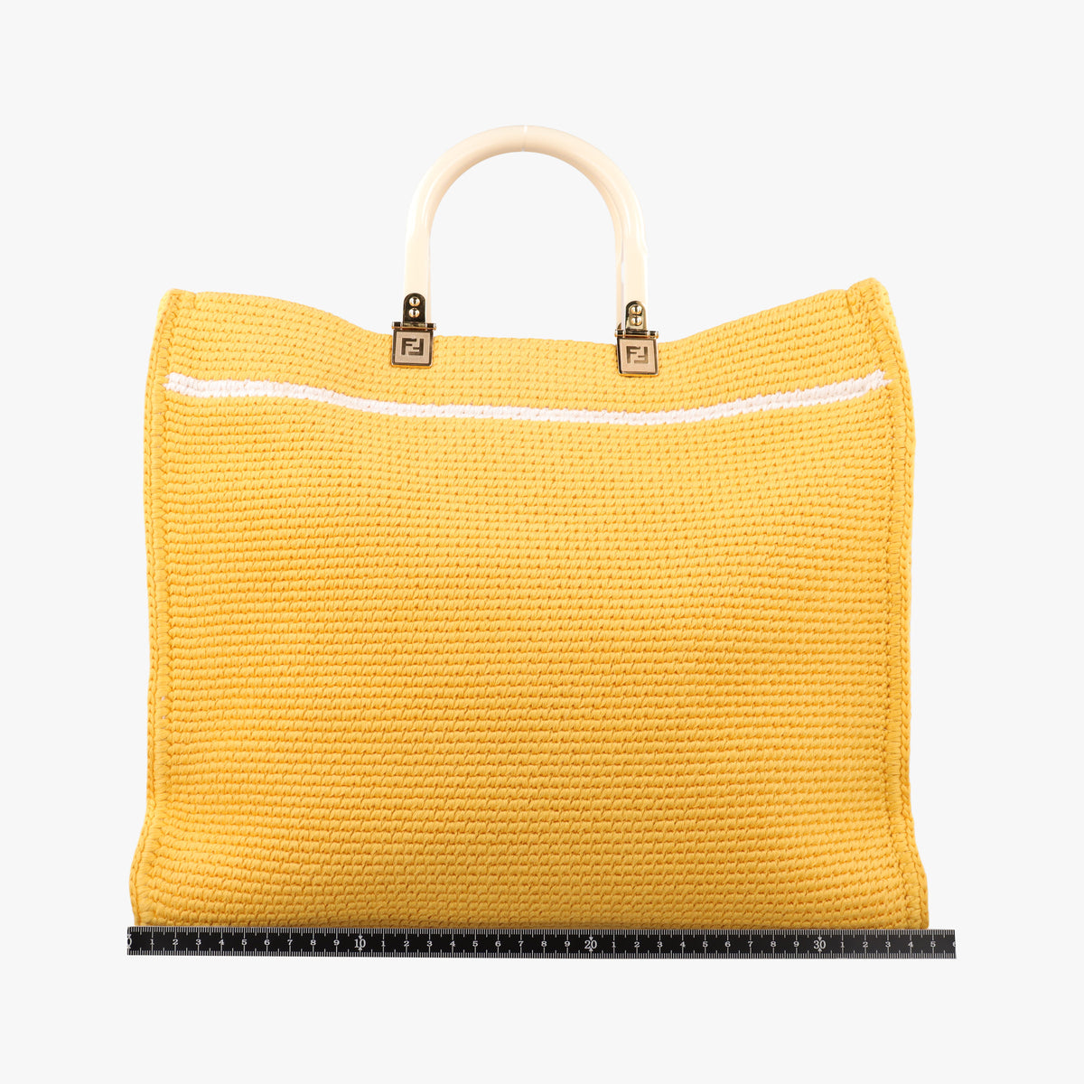 Secondhand Fendi SUNSHINE Yellow Crochet×leather 8BH386 shoulderbag | stylenewstar