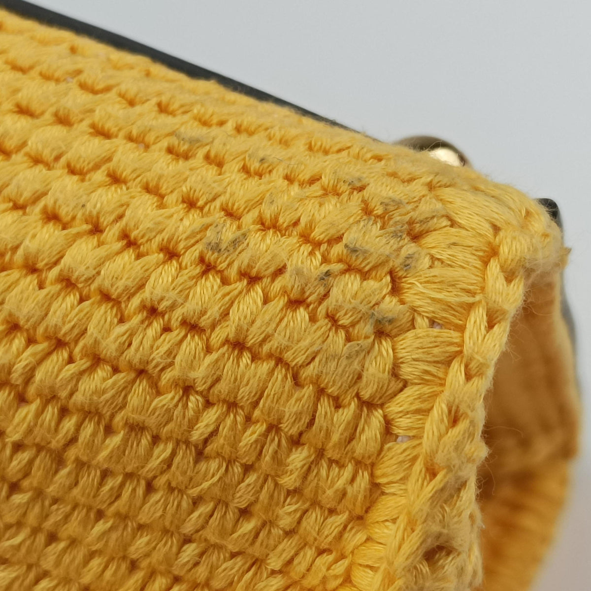 Secondhand Fendi SUNSHINE Yellow Crochet×leather 8BH386 shoulderbag | stylenewstar