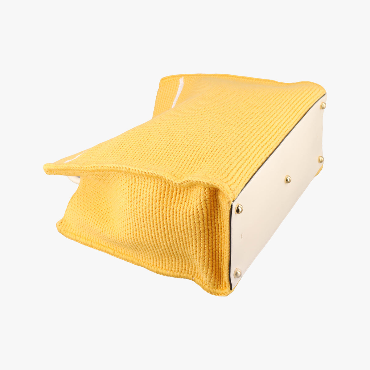 Secondhand Fendi SUNSHINE Yellow Crochet×leather 8BH386 shoulderbag | stylenewstar