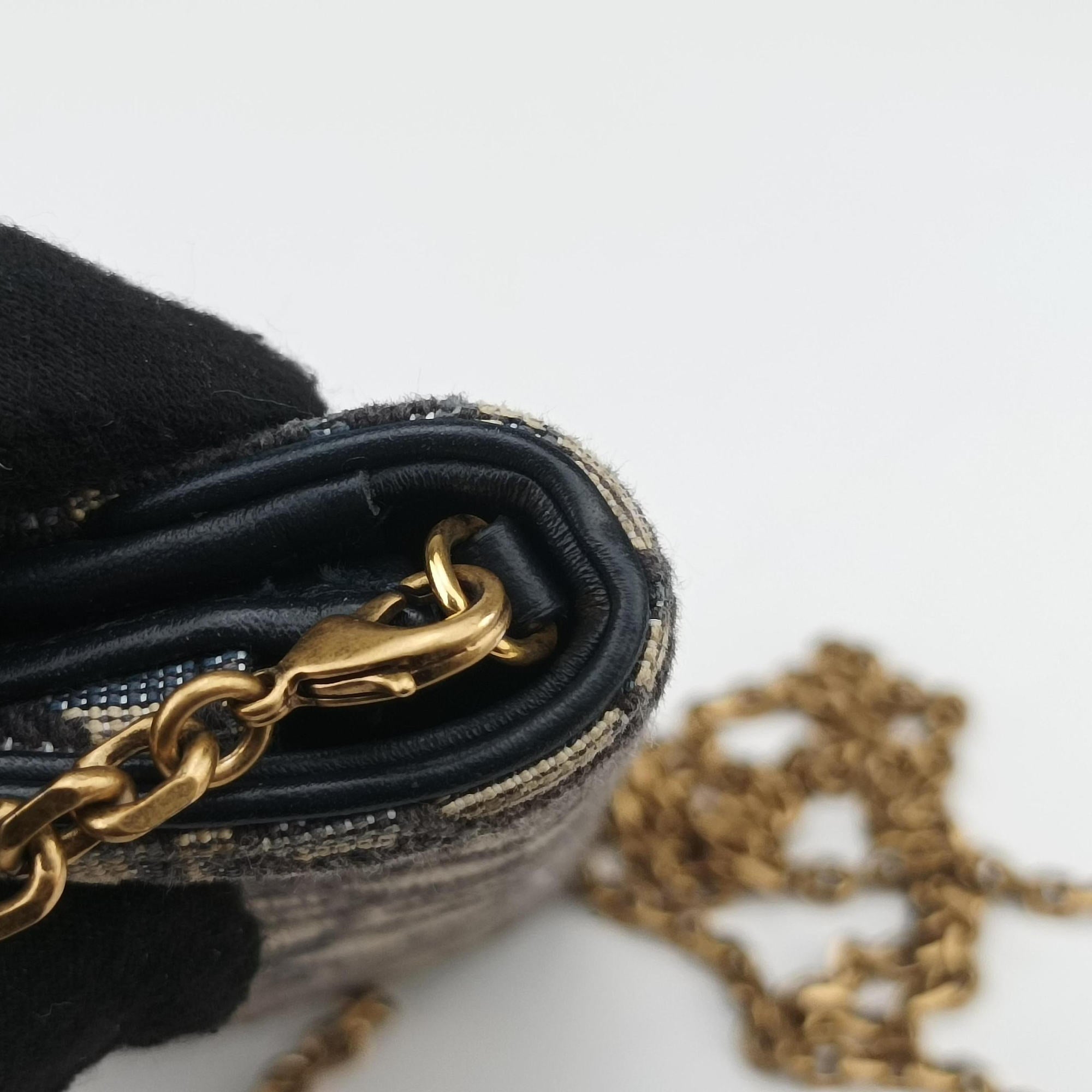 Vintage Christian Dior Saddle Navy×Gray jacquard×Leather  shoulderbag | stylenewstar